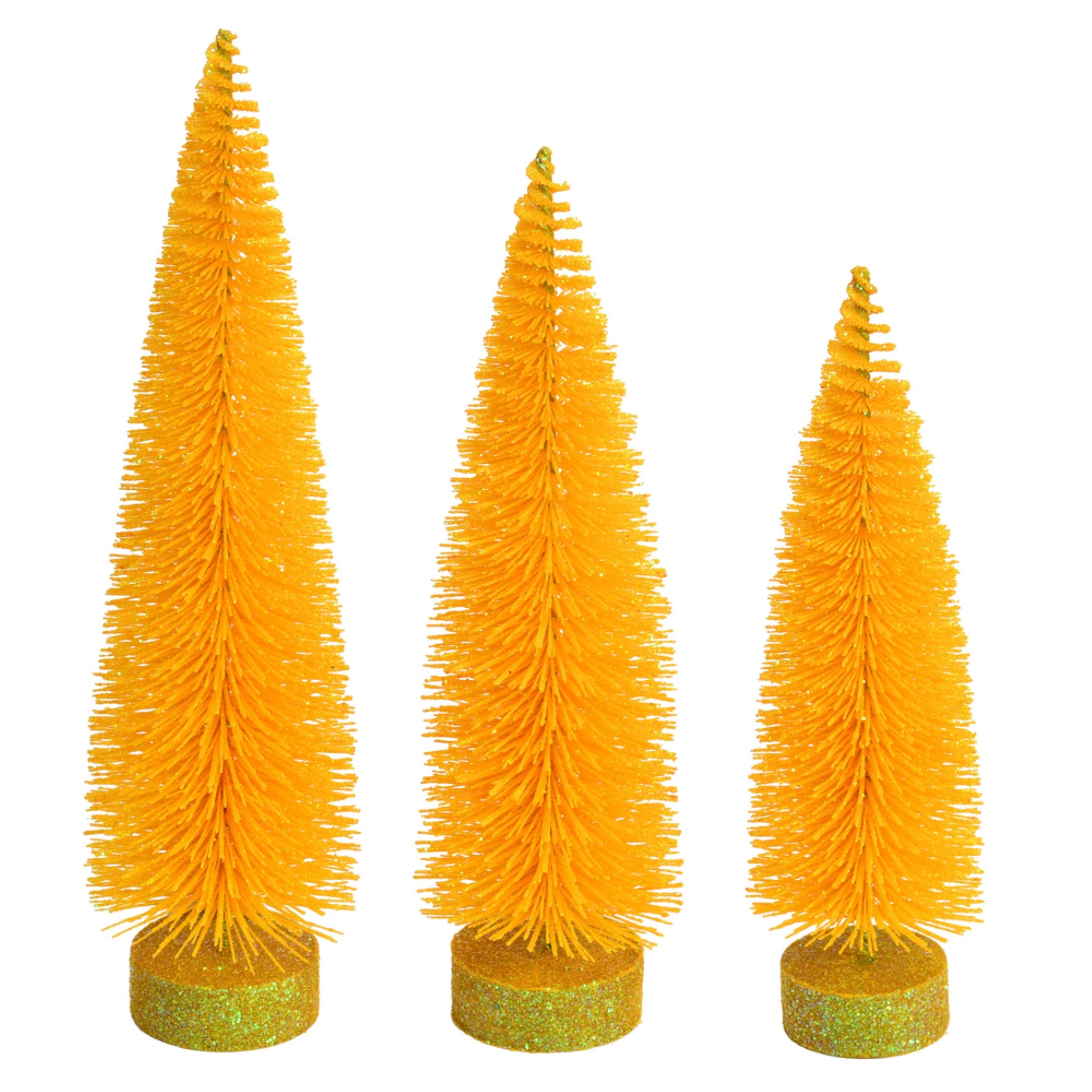 12”-14”-16” Yellow Glitt Oval Tree 3/Set