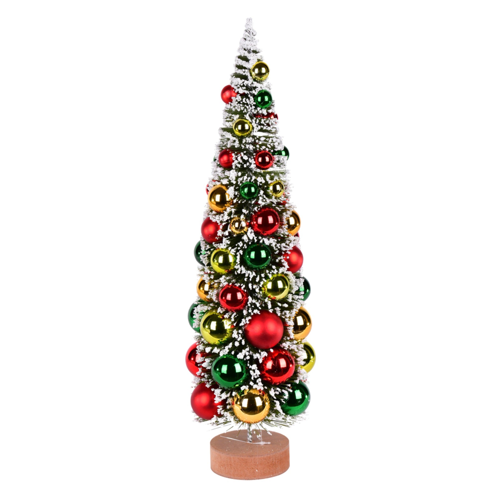 18” Frosted Grn Tree Red-Grn-Gold Balls