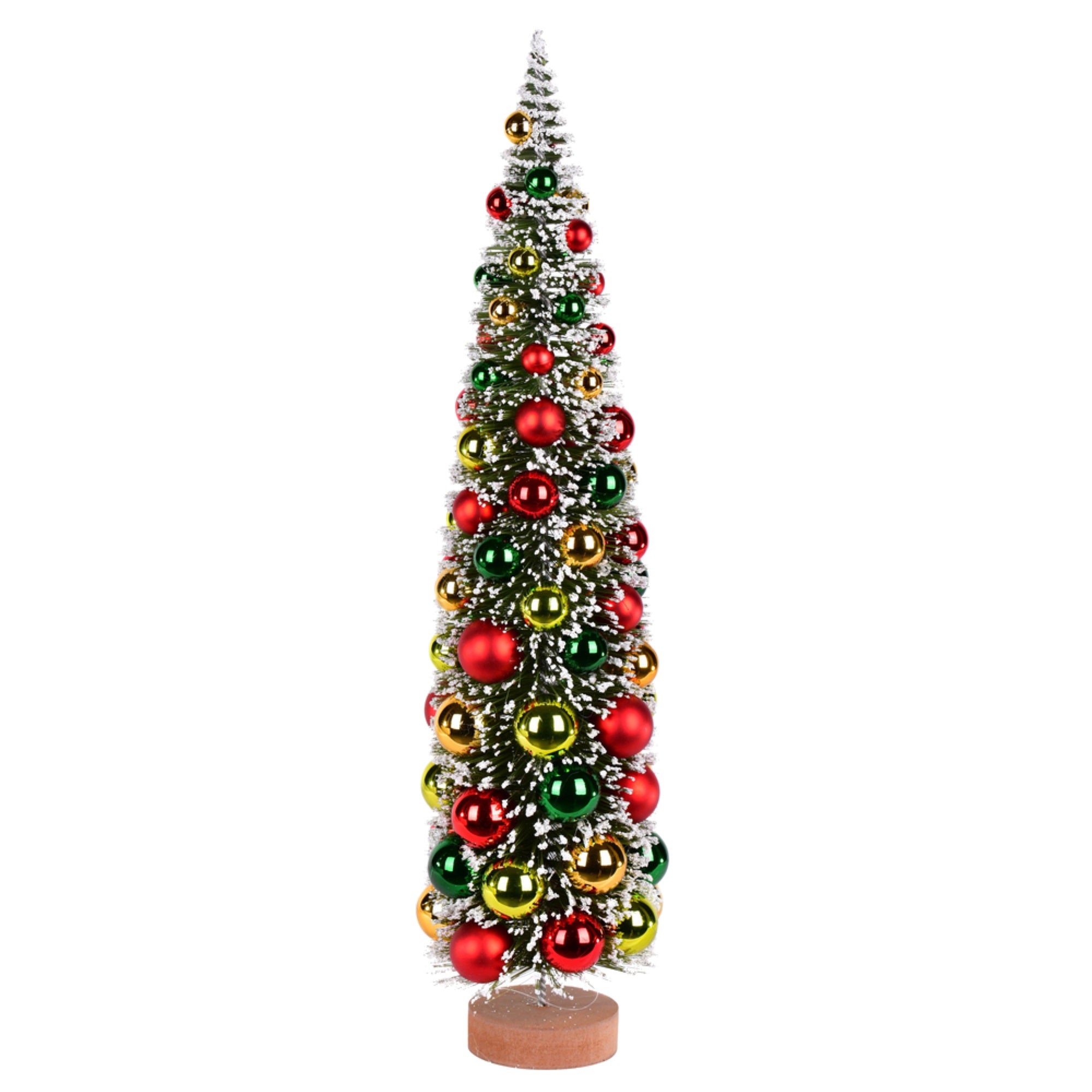 24” Frosted Grn Tree Red-Grn-Gold Balls