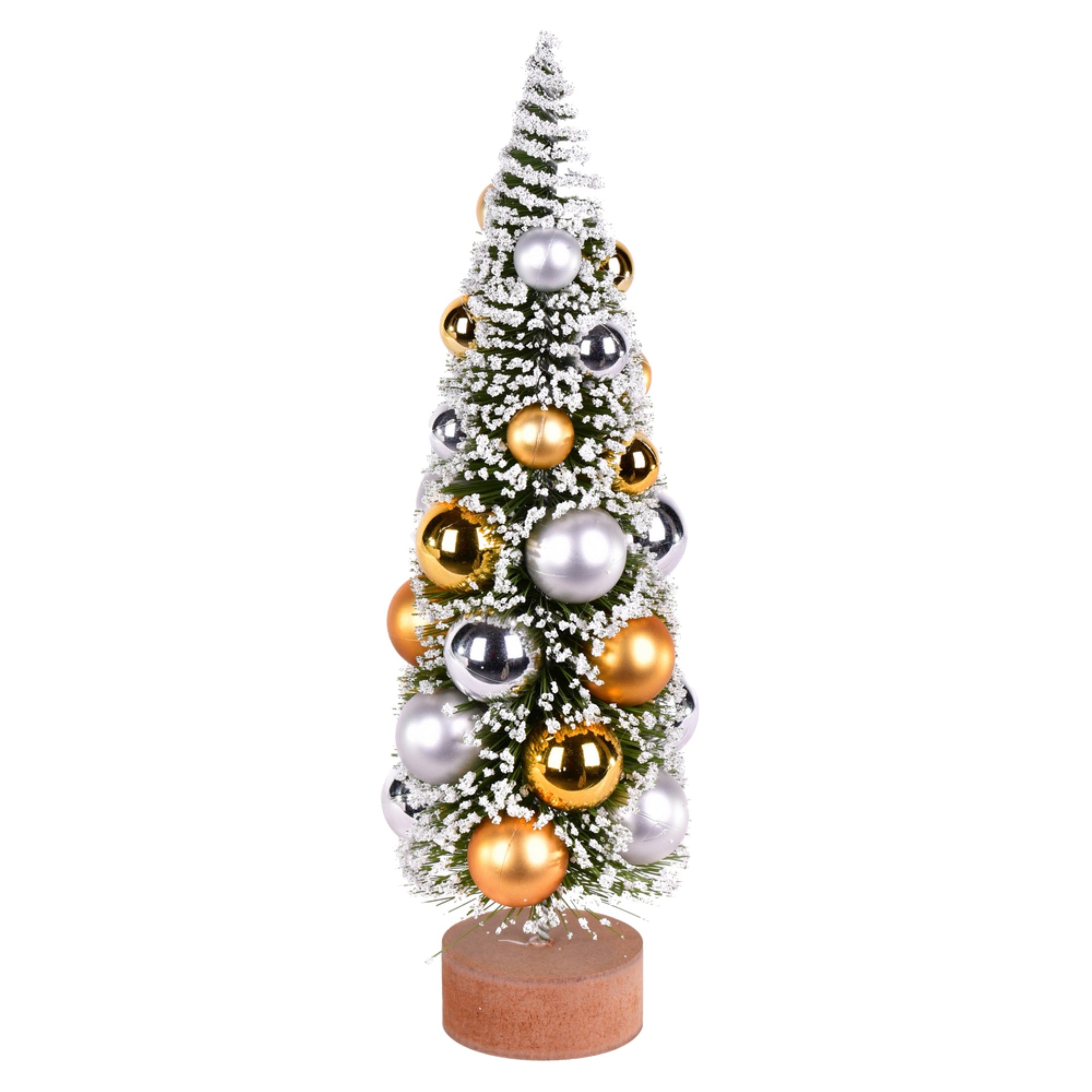 12” Frosted Green Tree Silver-Gold Balls