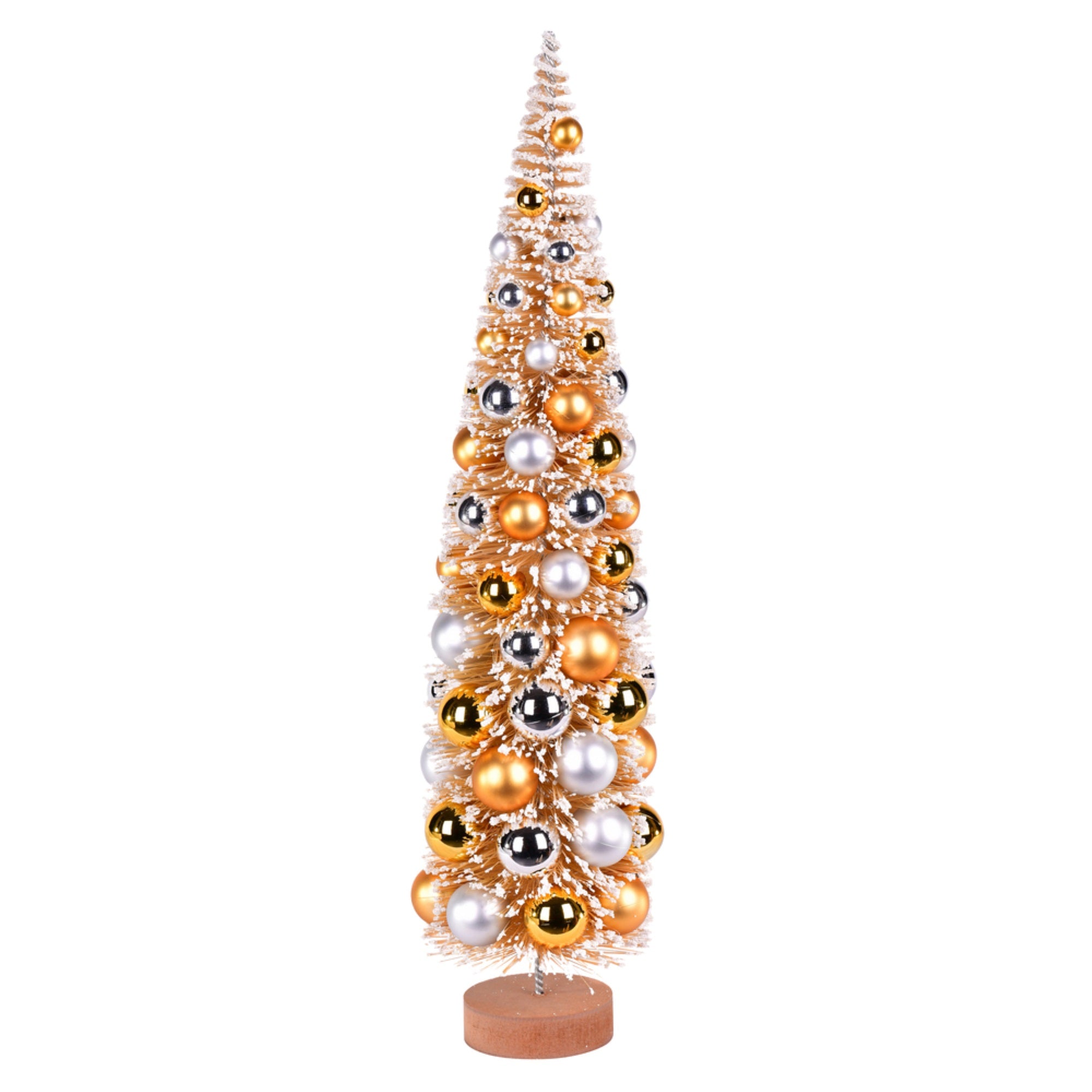24” Frosted Gold Tree Gold-Silver Balls