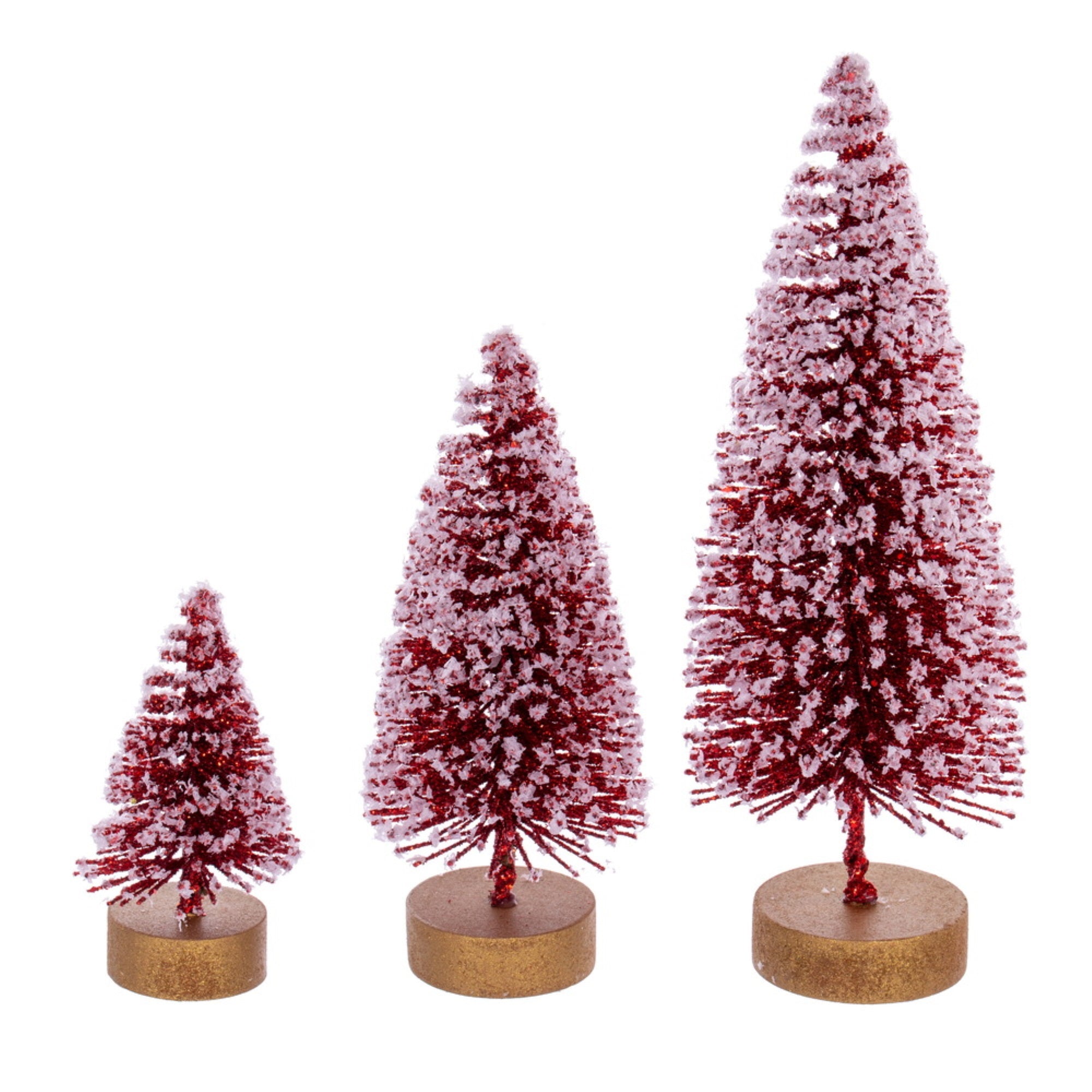 Vickerman 3”-5”-7” Red Sisal Bottle Brush Tree Set Set of 3