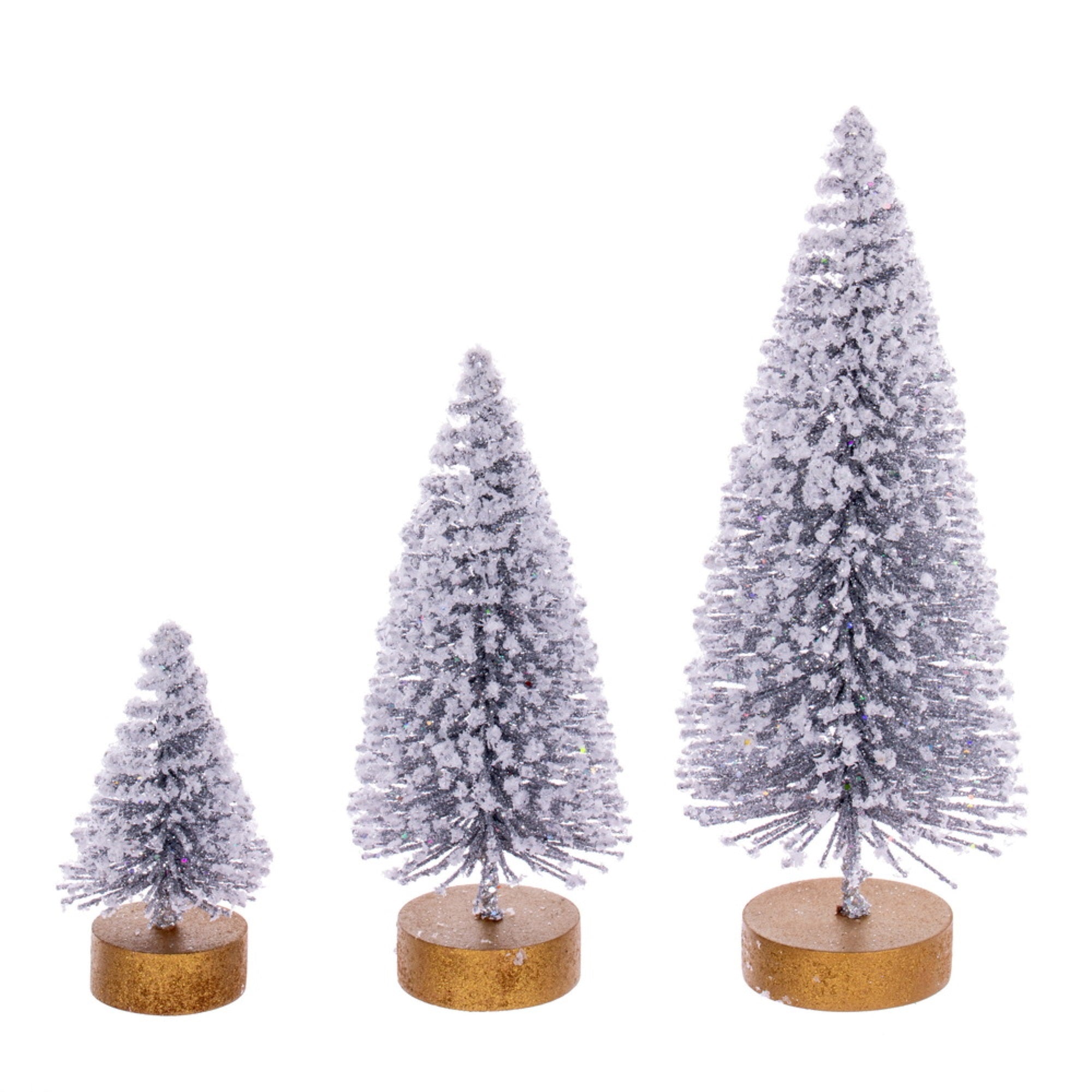 Vickerman 3”-5”-7” Silver Sisal Bottle Brush Tree Set Set of 3