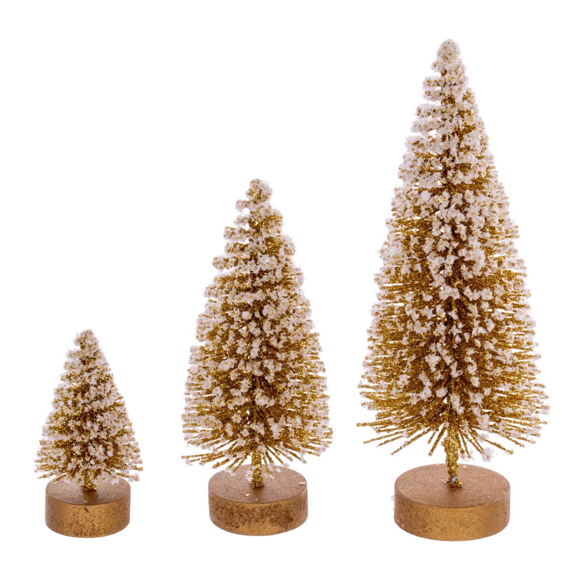 Vickerman 3”-5”-7” Gold Sisal Bottle Brush Tree Set Set of 3