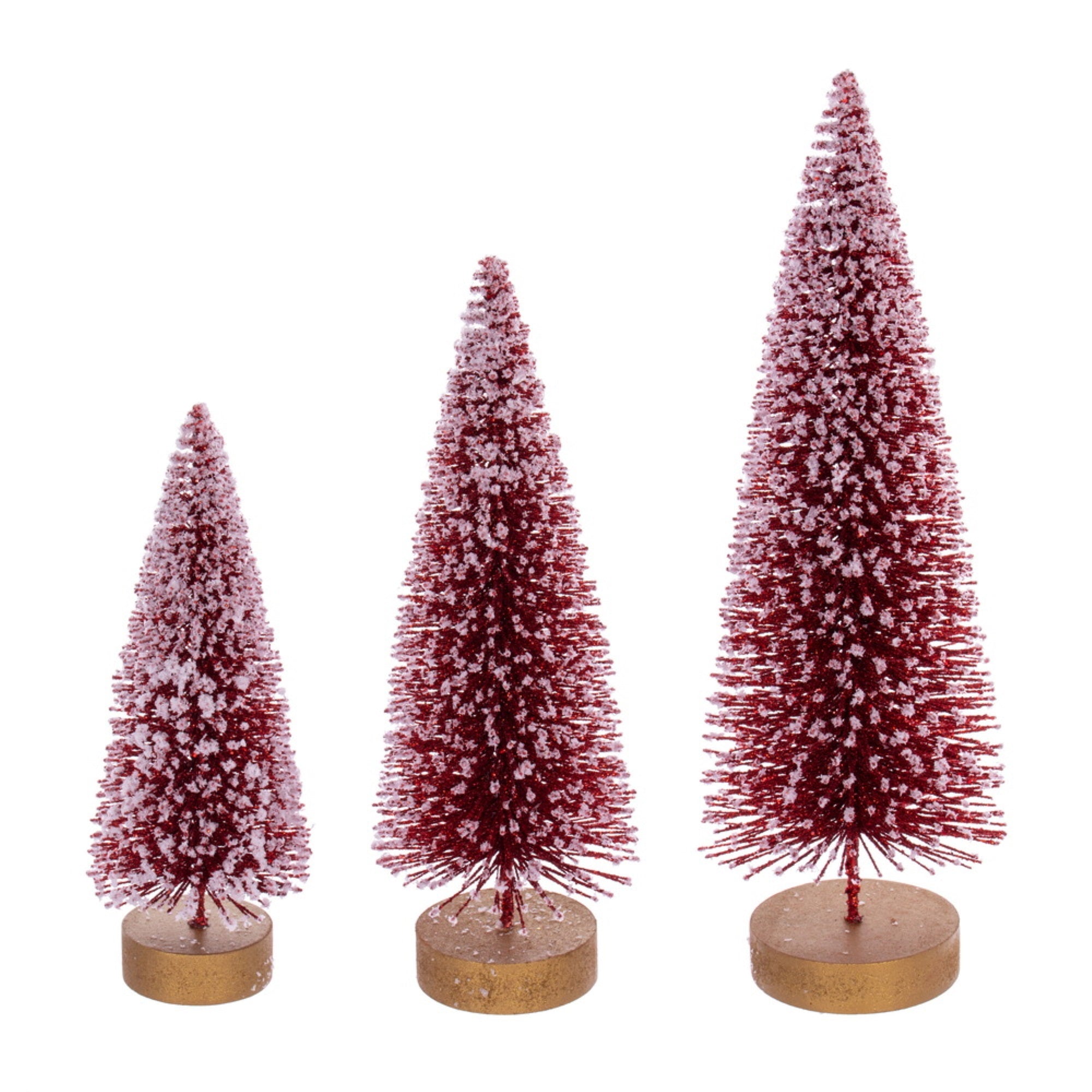Vickerman 8”-10”-12” Red Sisal Bottle Brush Tree Set Set of 3