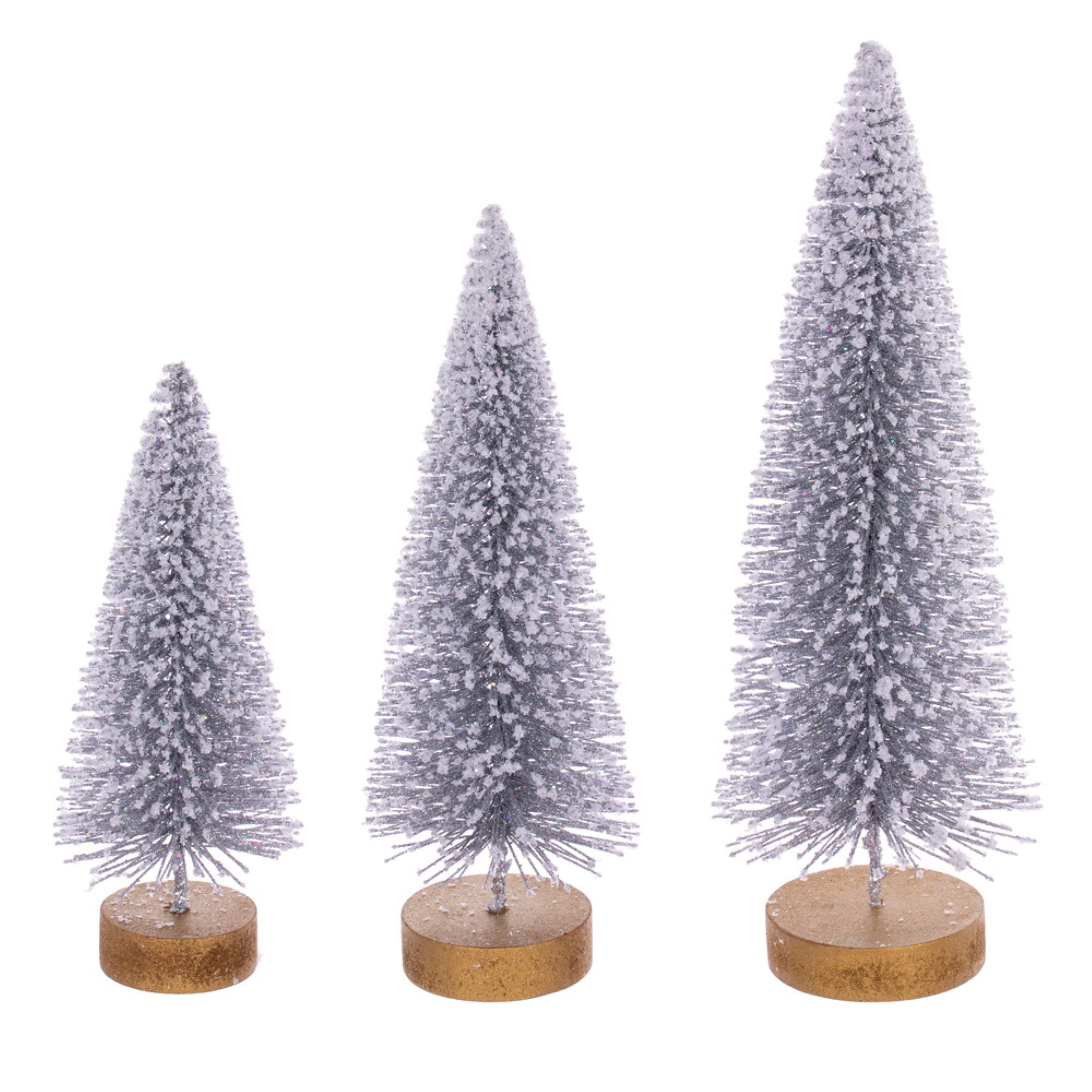 Vickerman 8”-10”-12” Silver Sisal Bottle Brush Tree Set Set of 3