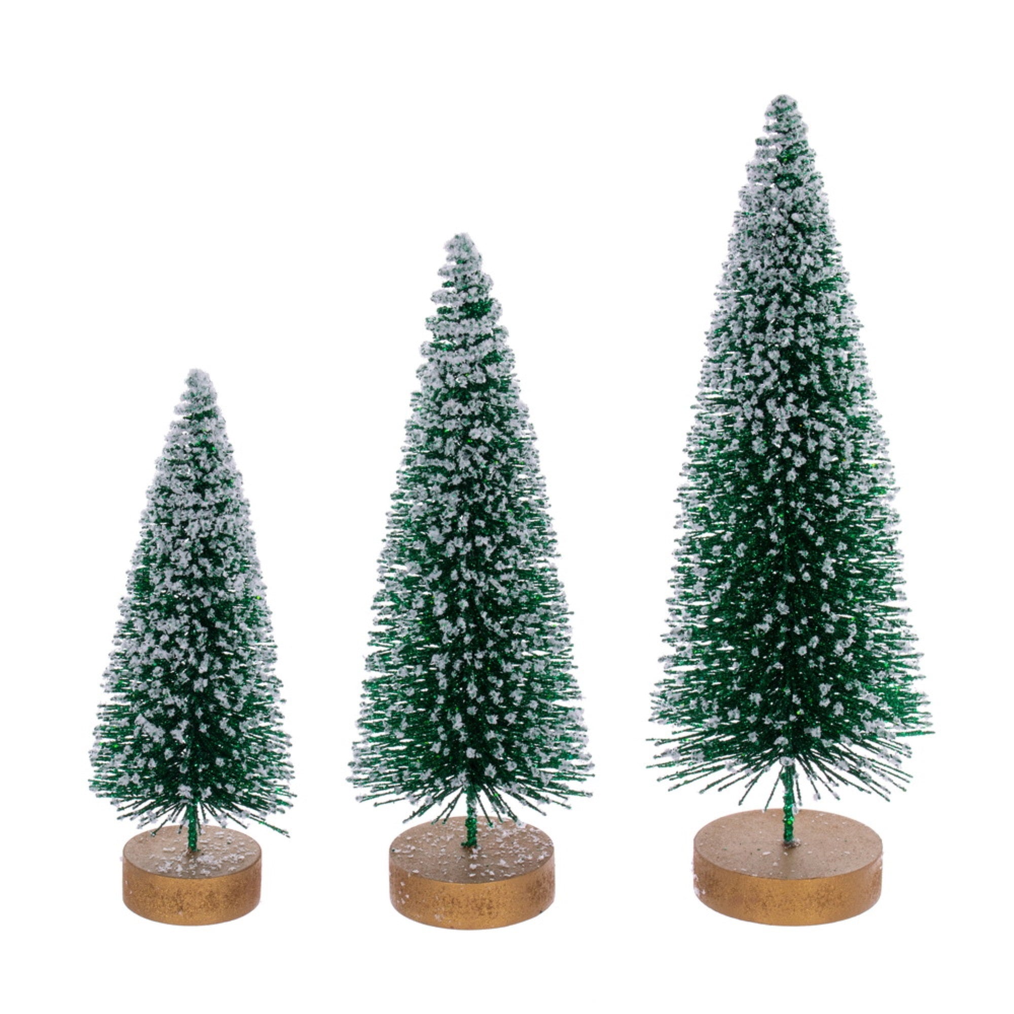 Vickerman 8”-10”-12” Emerald Sisal Bottle Brush Tree Set Set of 3