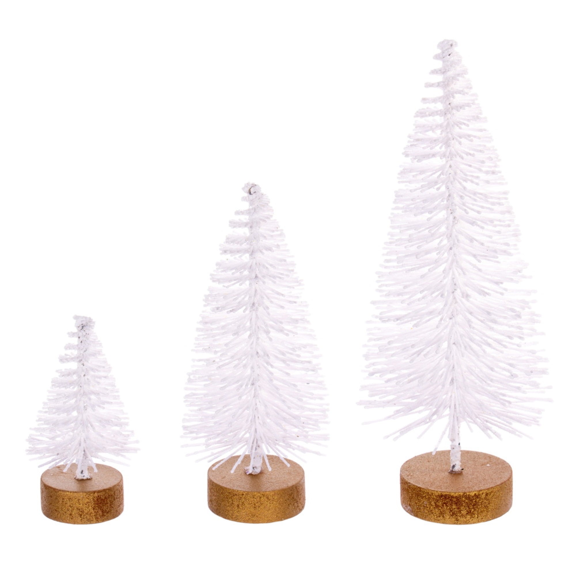 Vickerman 3”-5”-7” White Sisal Bottle Brush Tree Set Set of 3