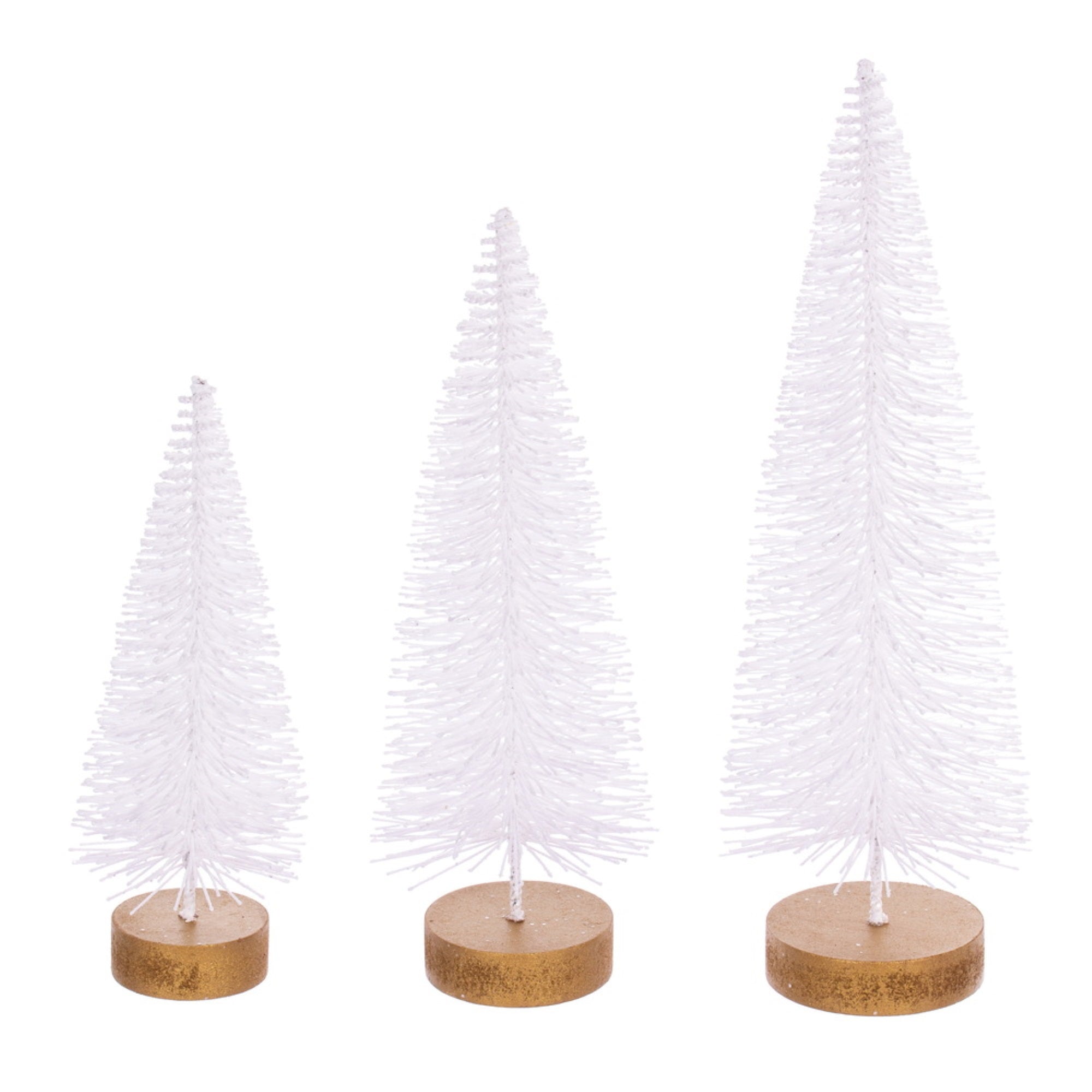 Vickerman 8”-10”-12” White Sisal Bottle Brush Tree Set Set of 3