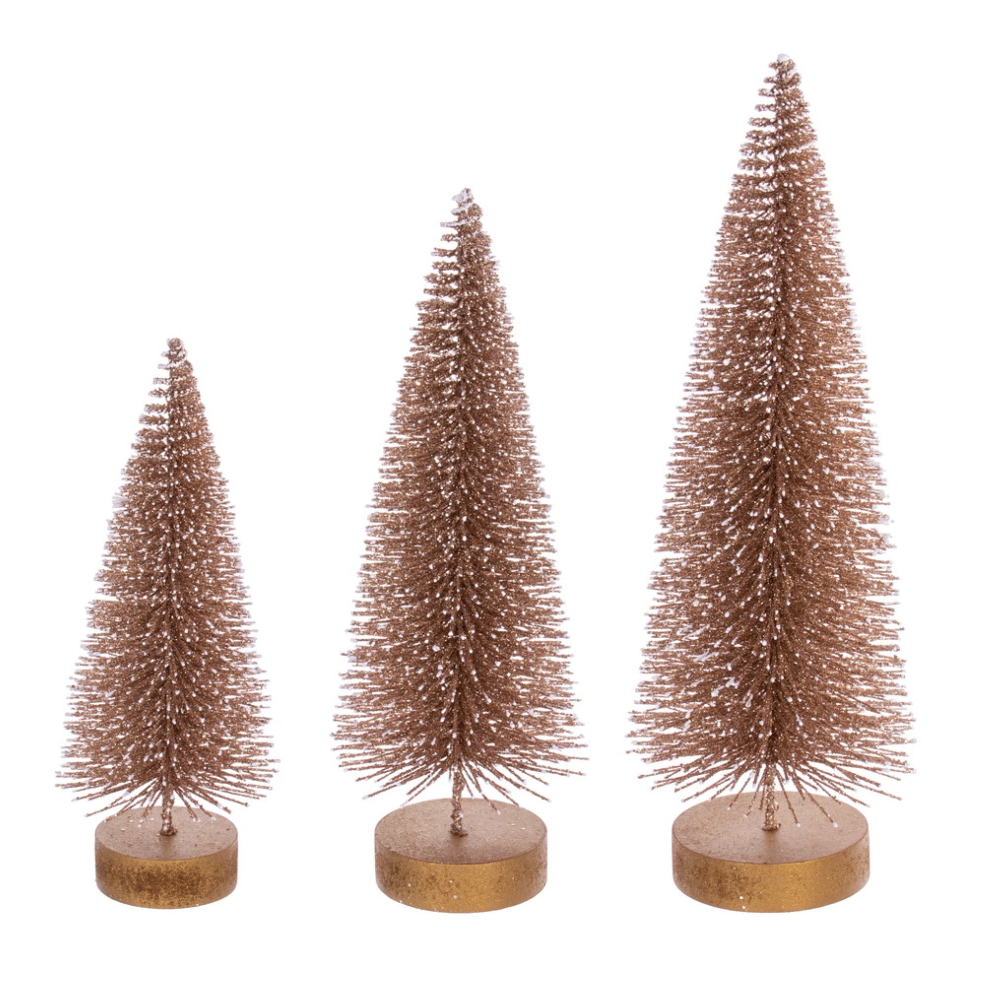 Vickerman 8”-10”-12” Champagne Sisal Bottle Brush Tree Set Set of 3