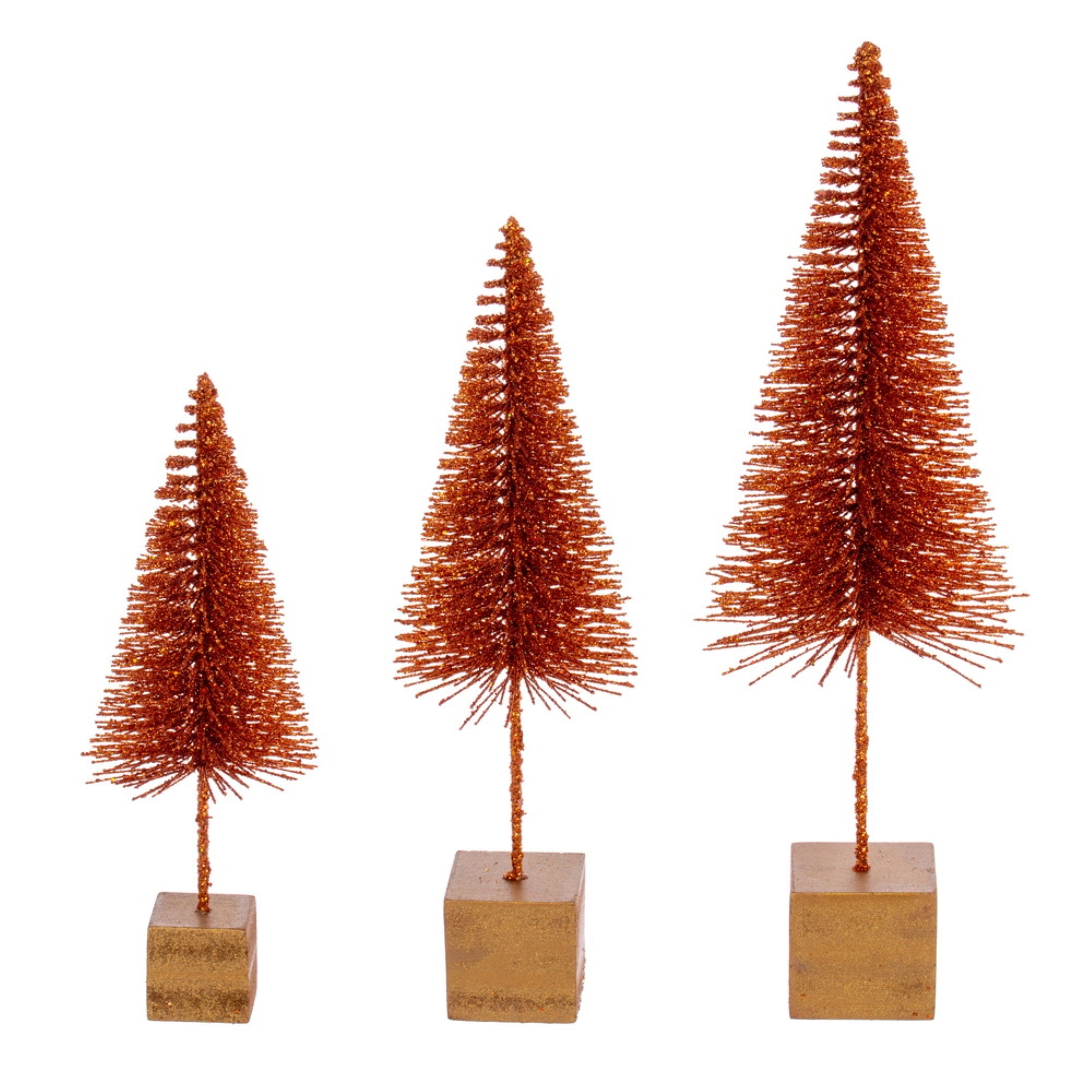 Vickerman 8”-10”-12” Orange Sisal Bottle Brush Tree Set Set of 3
