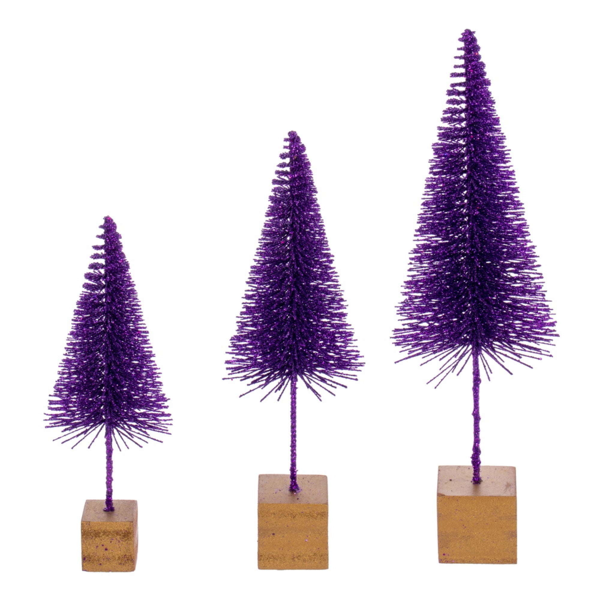 Vickerman 8”-10”-12” Plum Sisal Bottle Brush Tree Set Set of 3