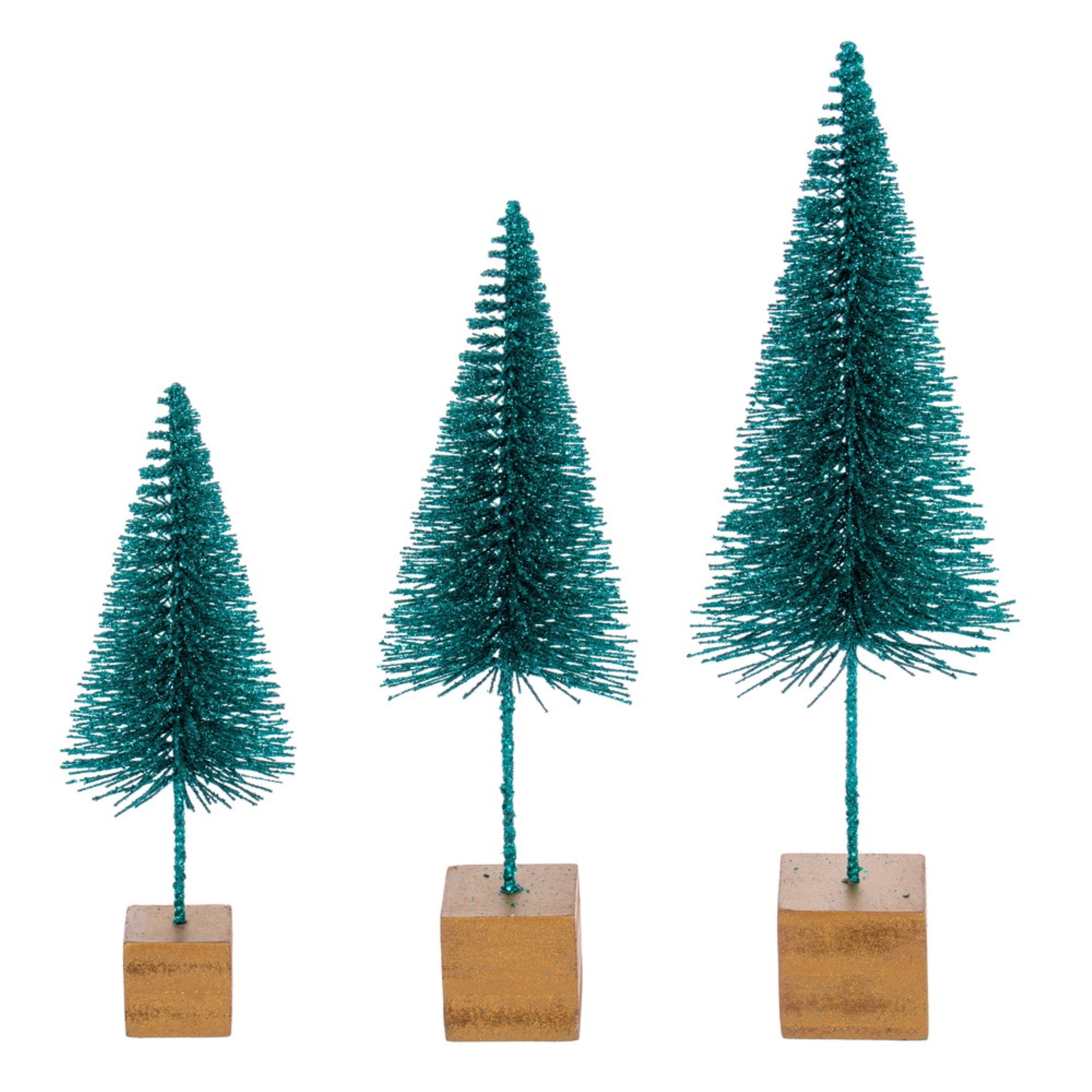 Vickerman 8”-10”-12” Teal Sisal Bottle Brush Tree Set Set of 3