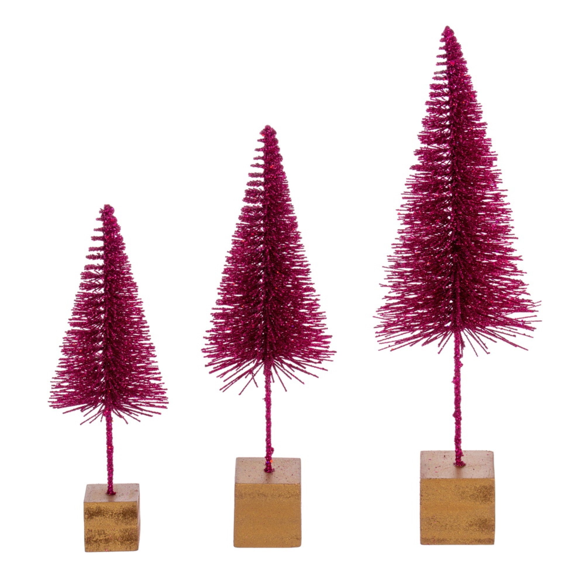 Vickerman 8”-10”-12” Rose Sisal Bottle Brush Tree Set Set of 3