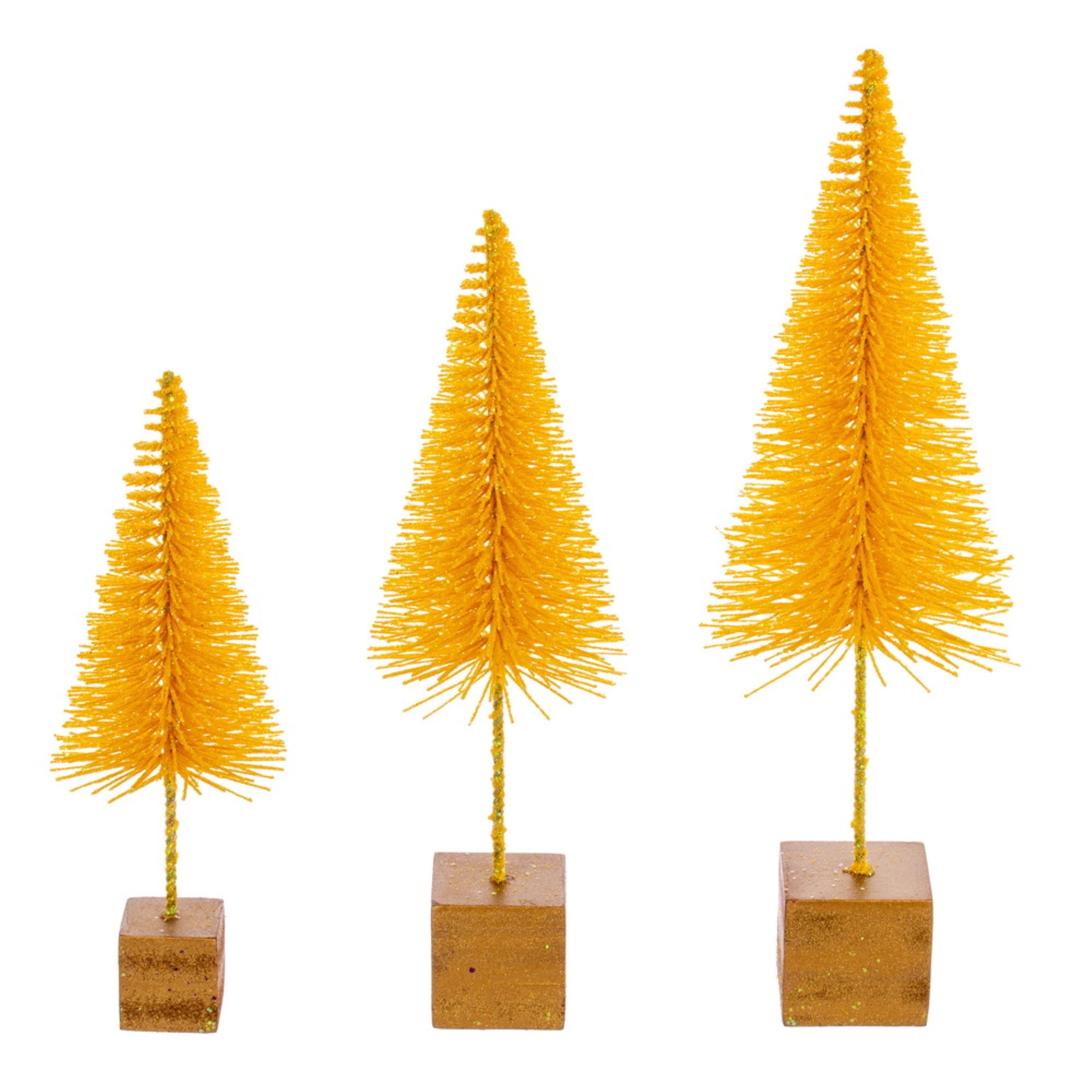 Vickerman 8”-10”-12” Yellow Sisal Bottle Brush Tree Set Set of 3
