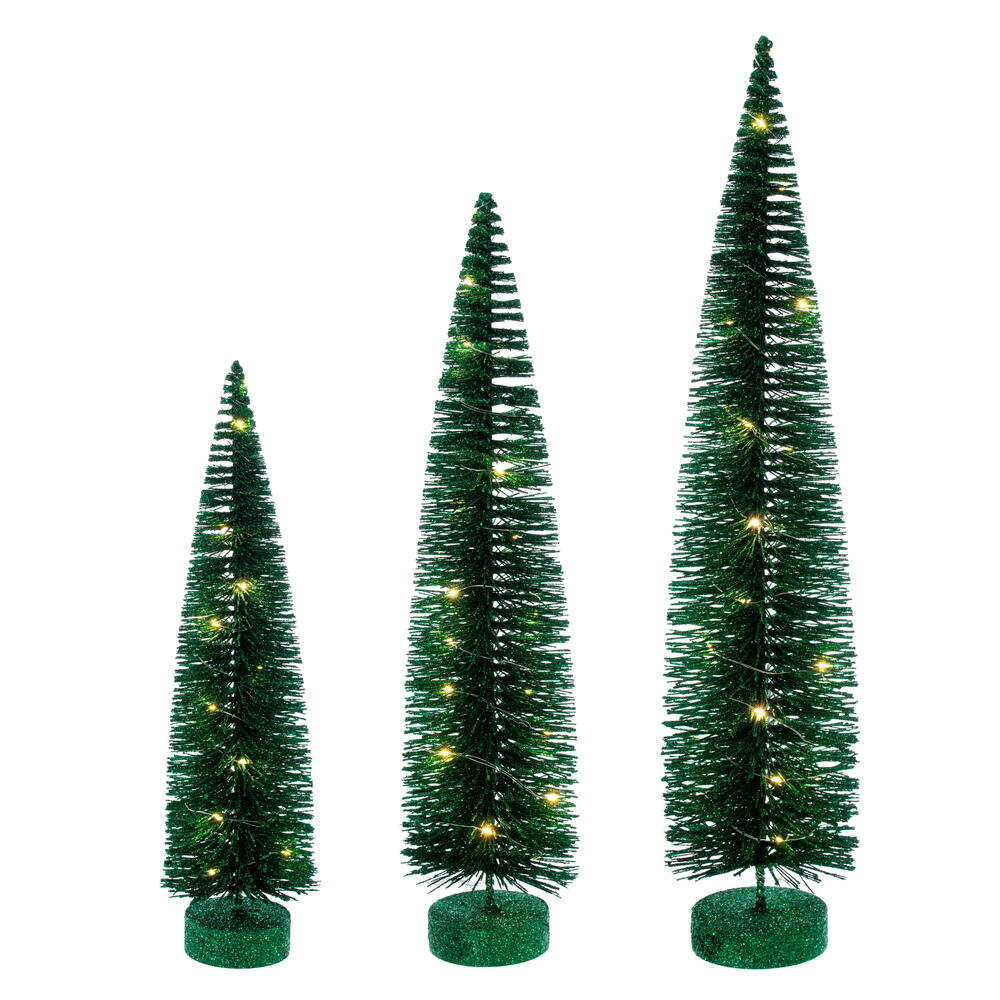 16″-20″-24″ Green Bottle Brush Clear Lts