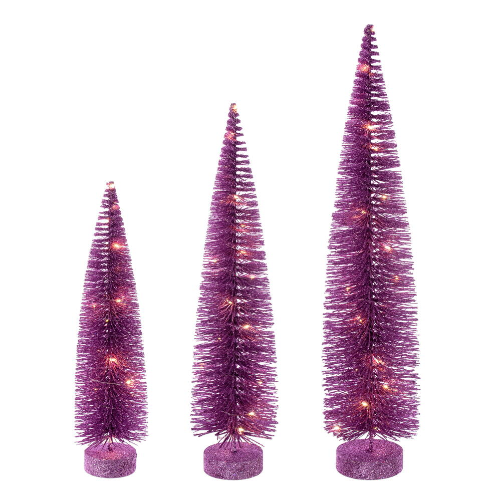16″-20″-24″ Pink Bottle Brush Clear Lts