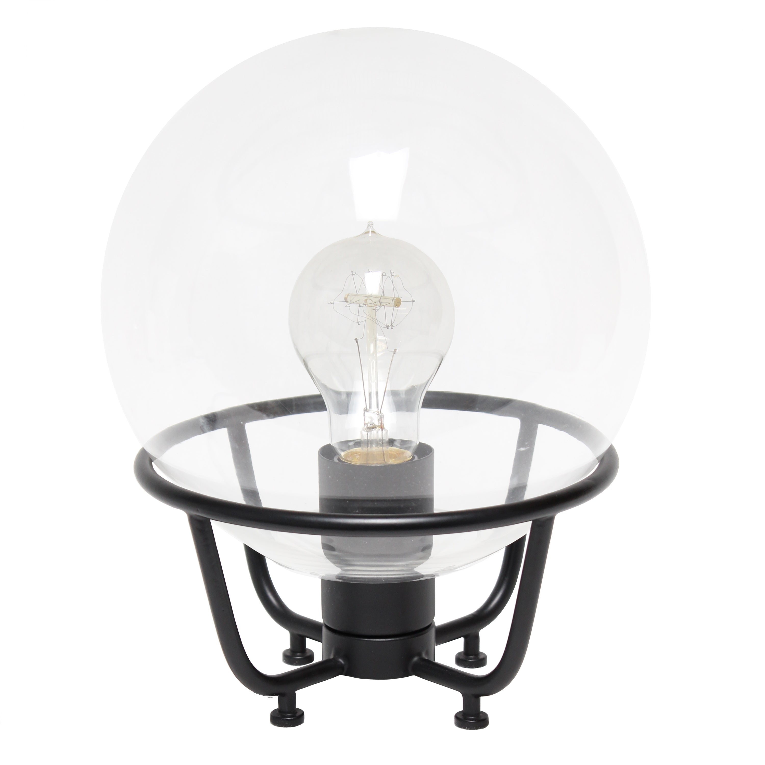 Elegant Designs Glass Crystal Ball Table Lamp, Black