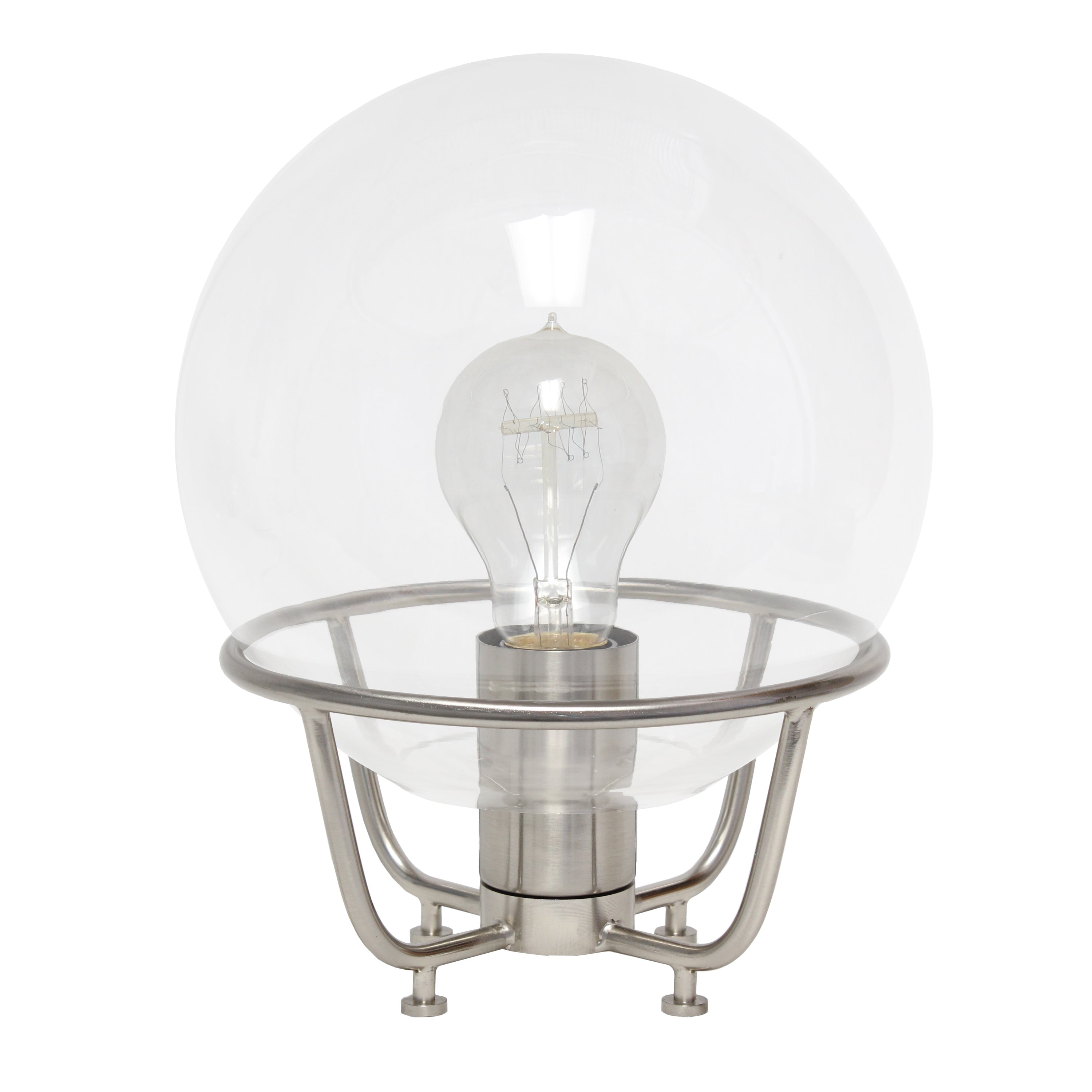 Elegant Designs Glass Crystal Ball Table Lamp, Brushed Nickel