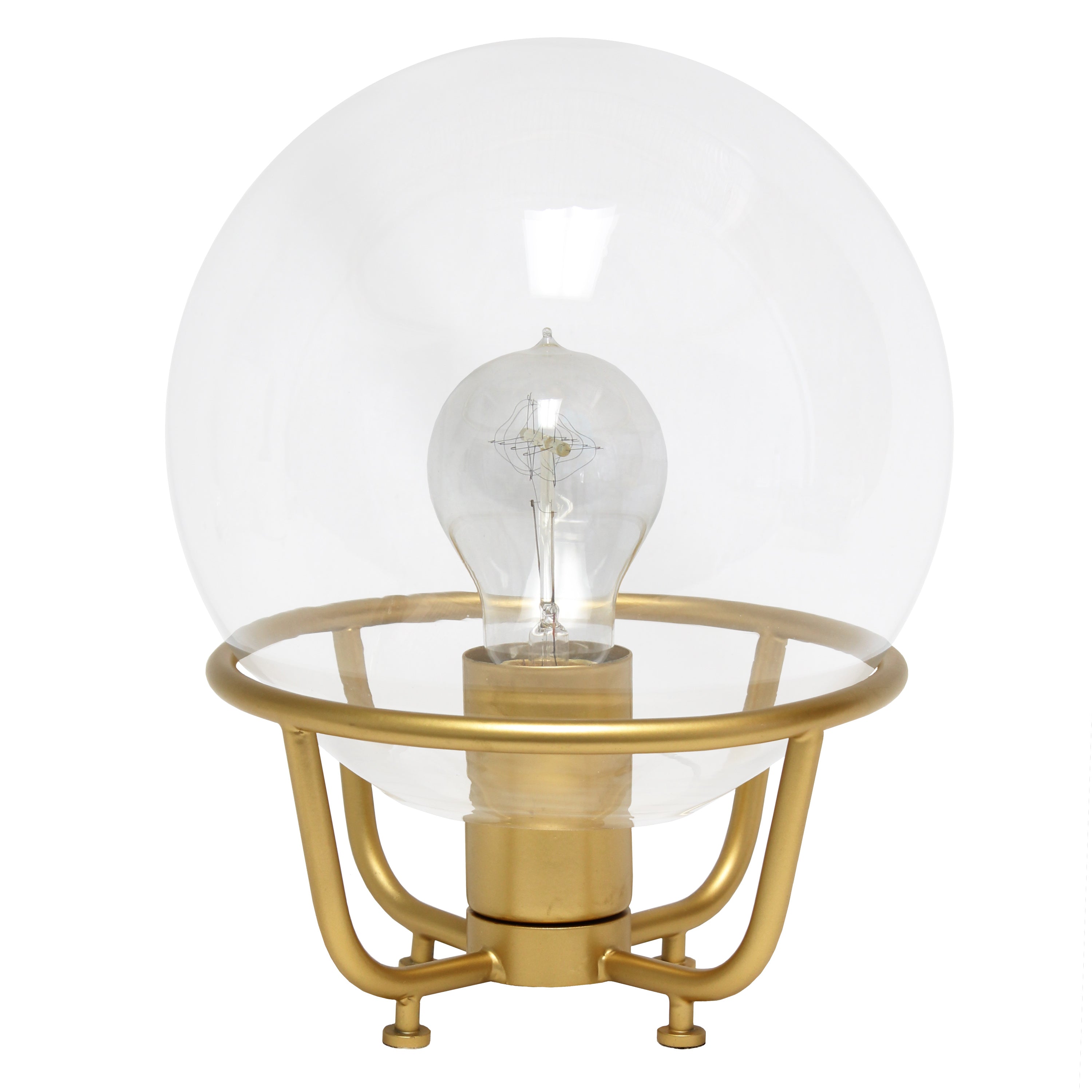 Elegant Designs Glass Crystal Ball Table Lamp, Matte Gold
