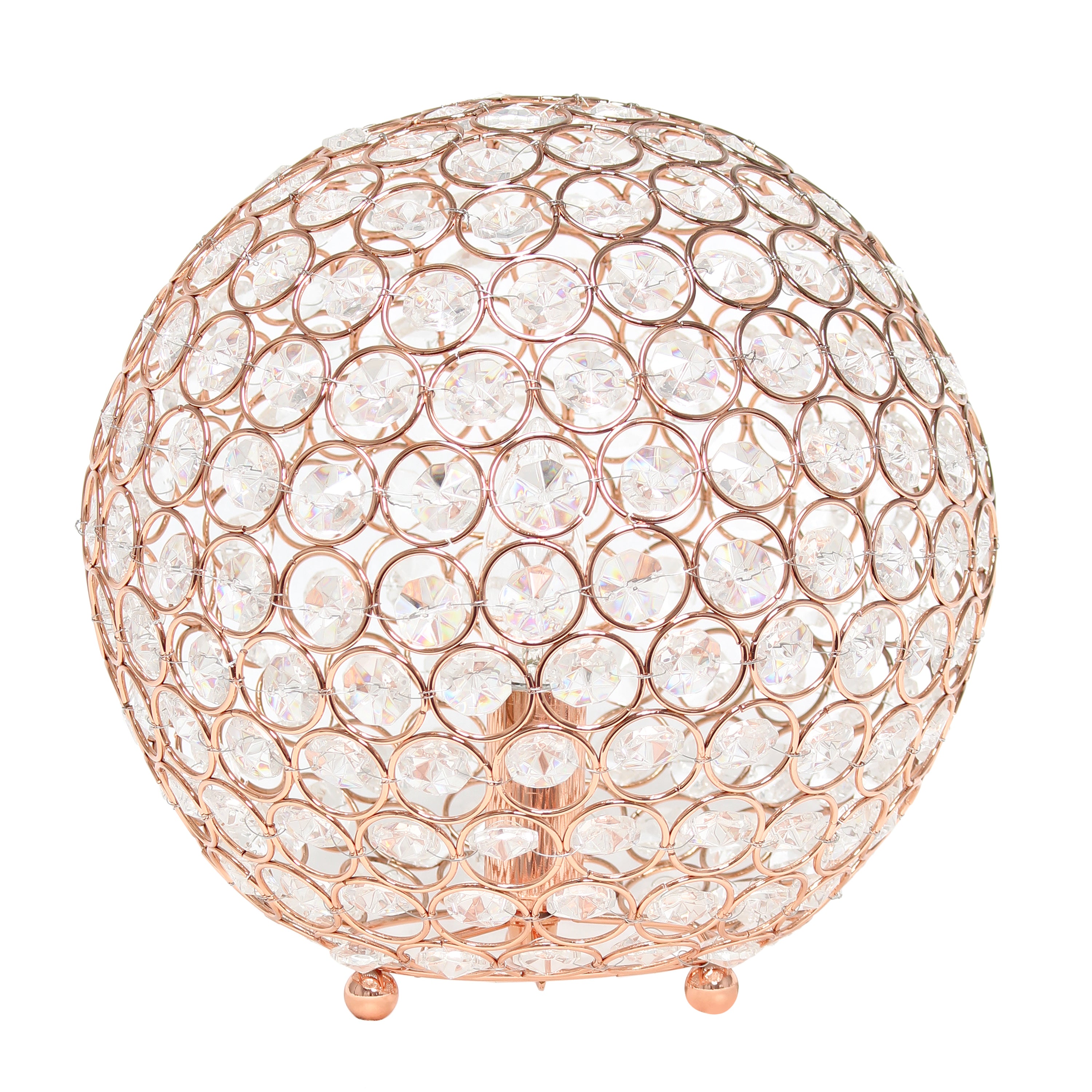Elegant Designs Elipse 10 Inch Crystal Ball Sequin Table Lamp, Rose Gold