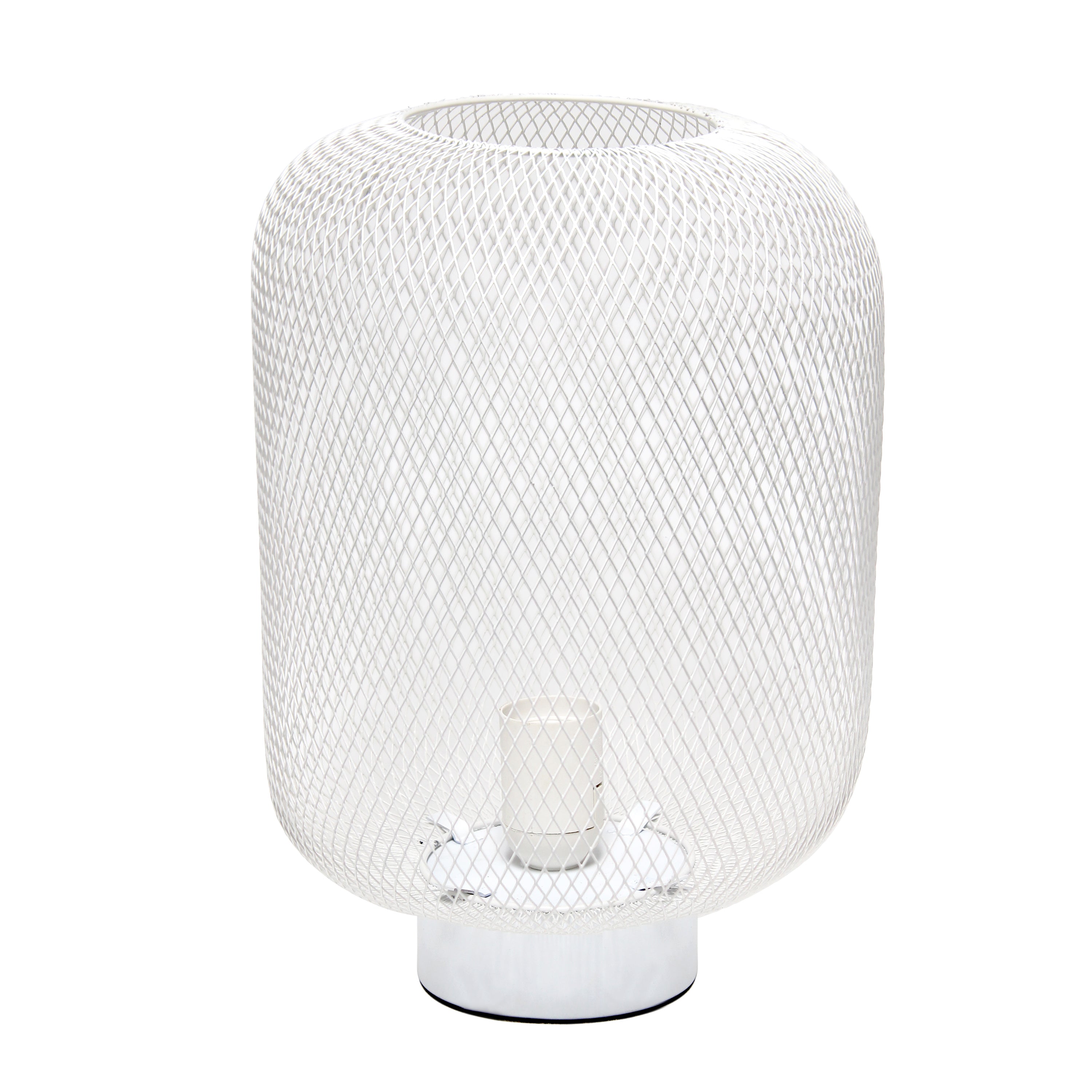 Simple Designs White Metal Mesh Industrial Table Lamp