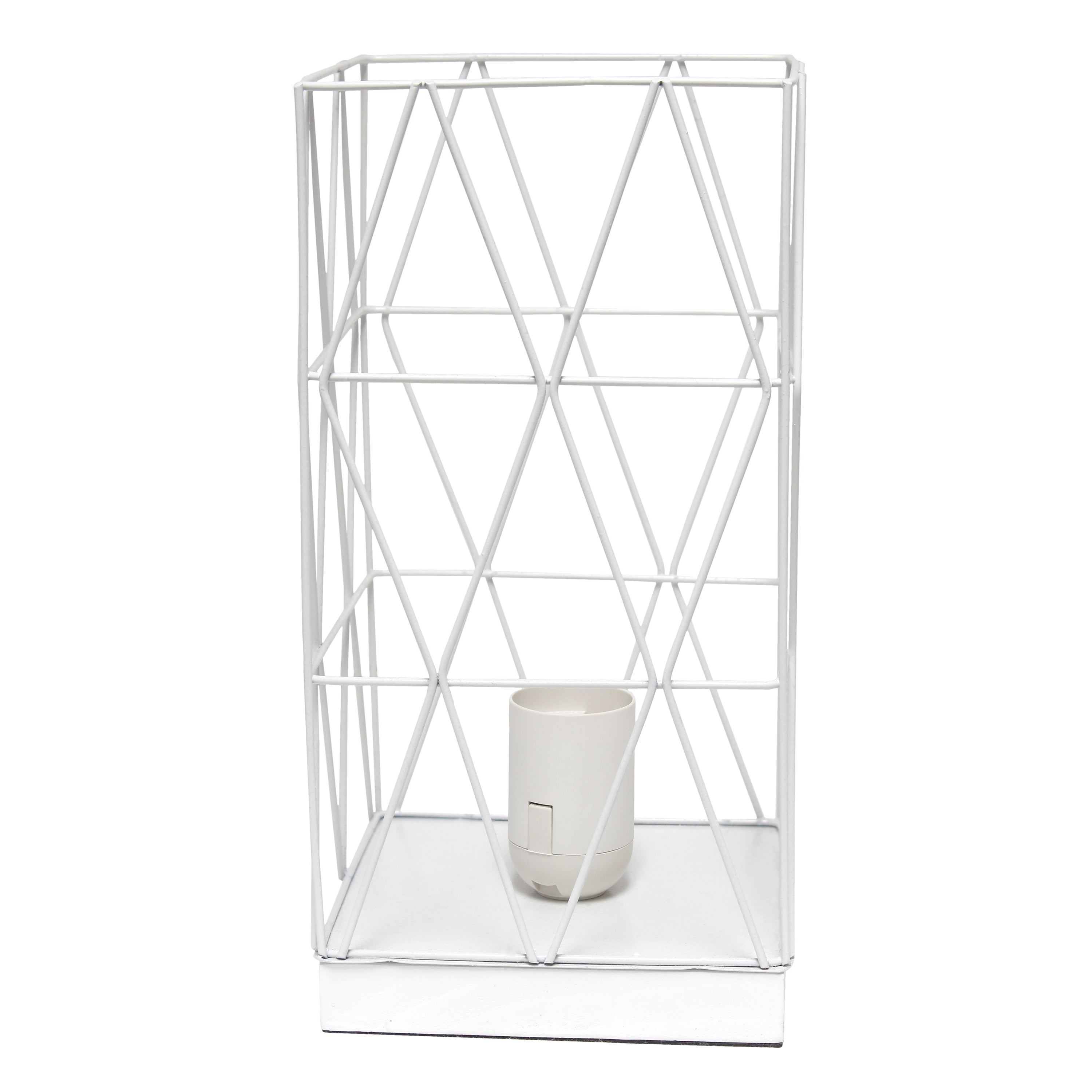 Simple Designs White Geometric Square Metal Table Lamp