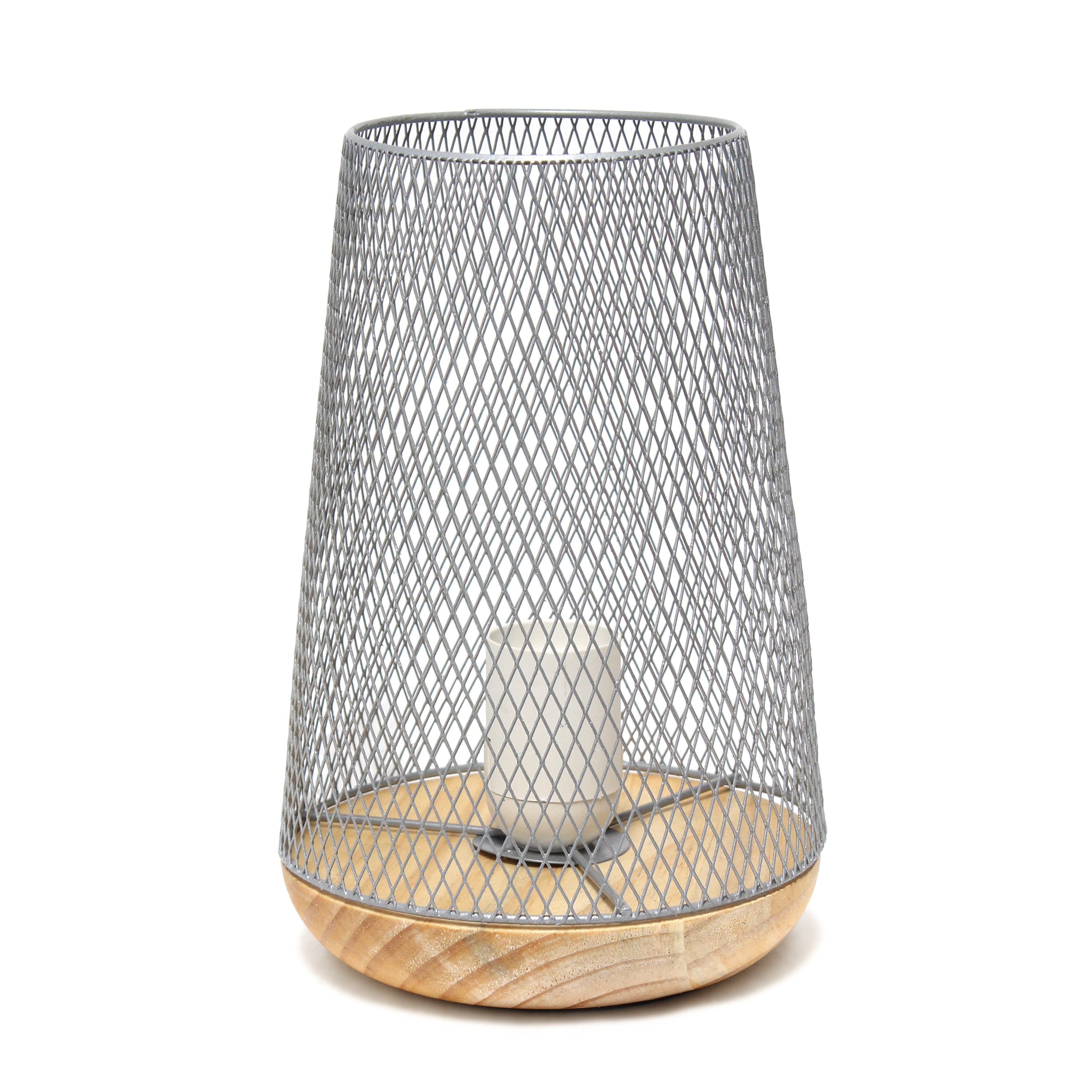 Simple Designs Gray Wired Mesh Uplight Table Lamp