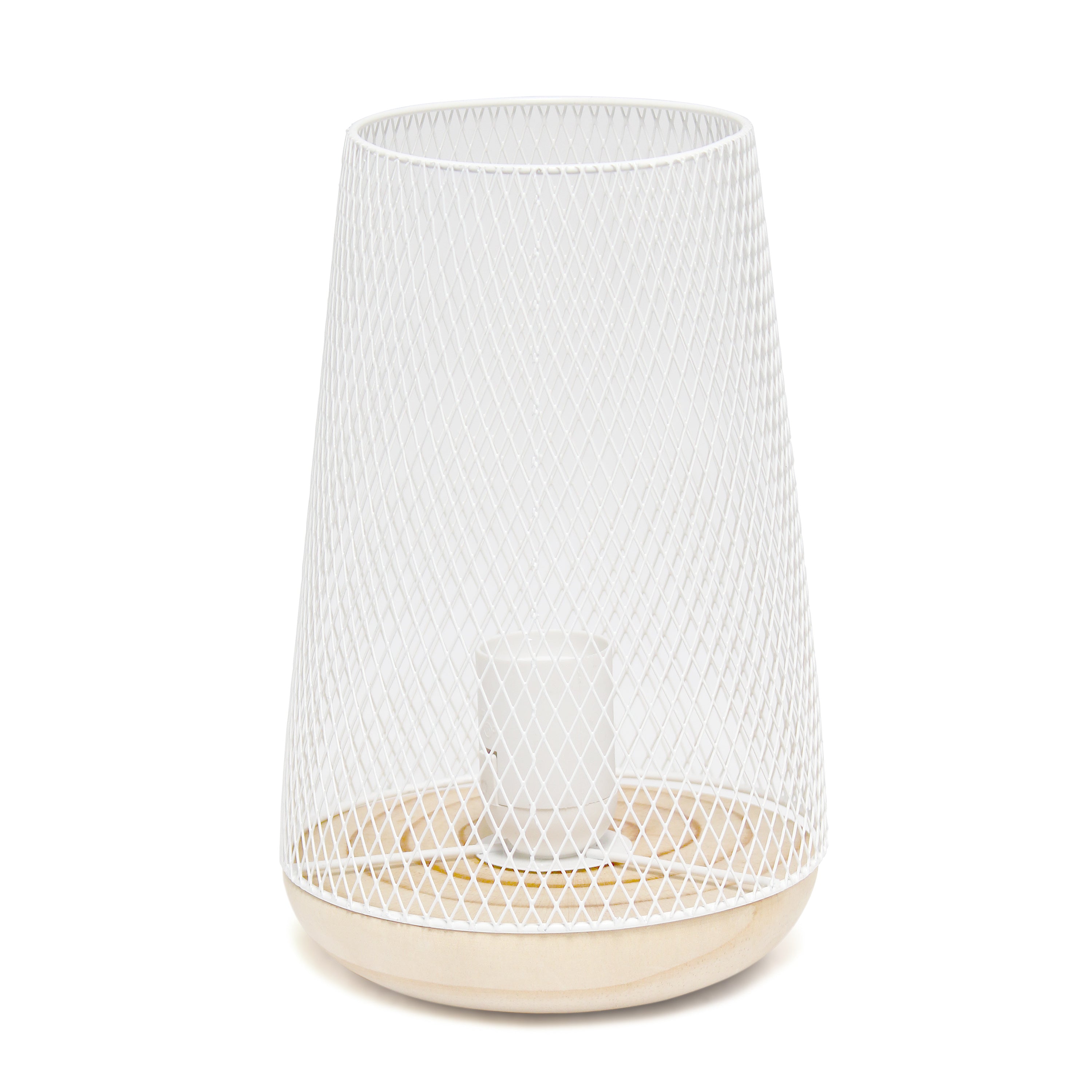Simple Designs White Wired Mesh Uplight Table Lamp