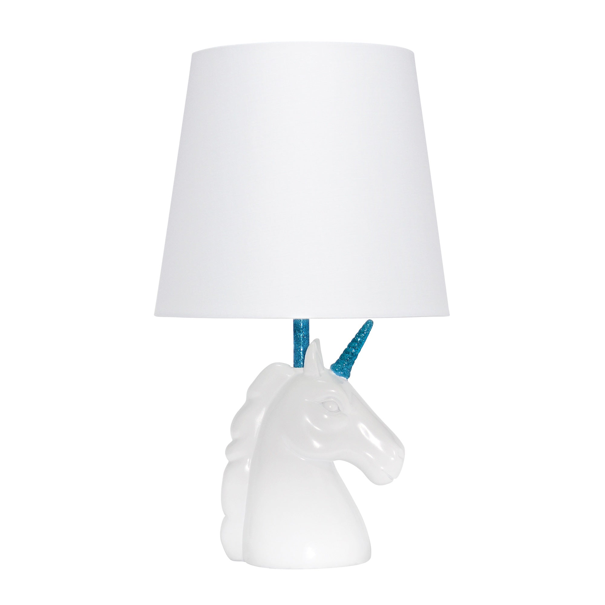 Simple Designs Sparkling Blue And White Unicorn Table Lamp