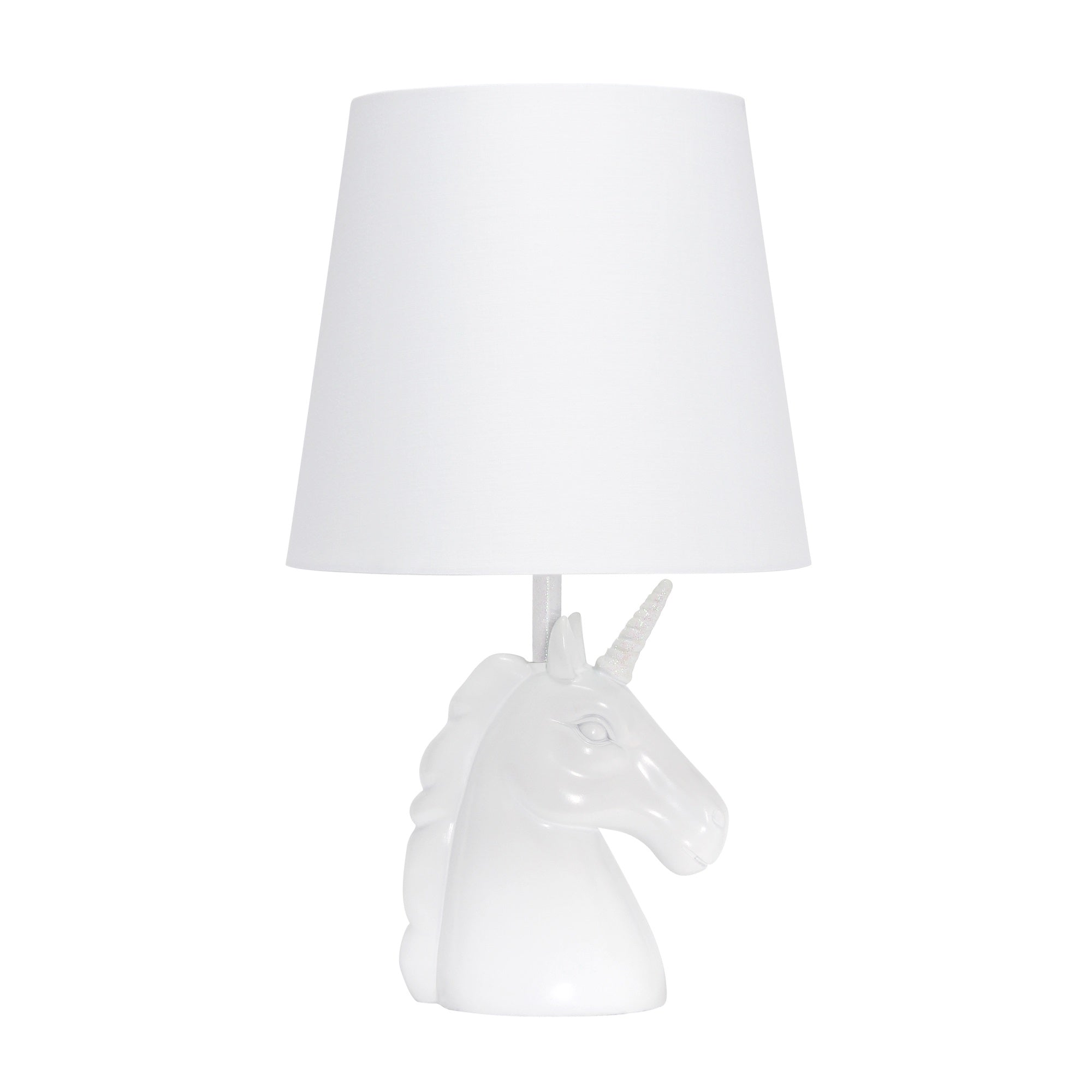 Simple Designs Sparkling Iridescent And White Unicorn Table Lamp