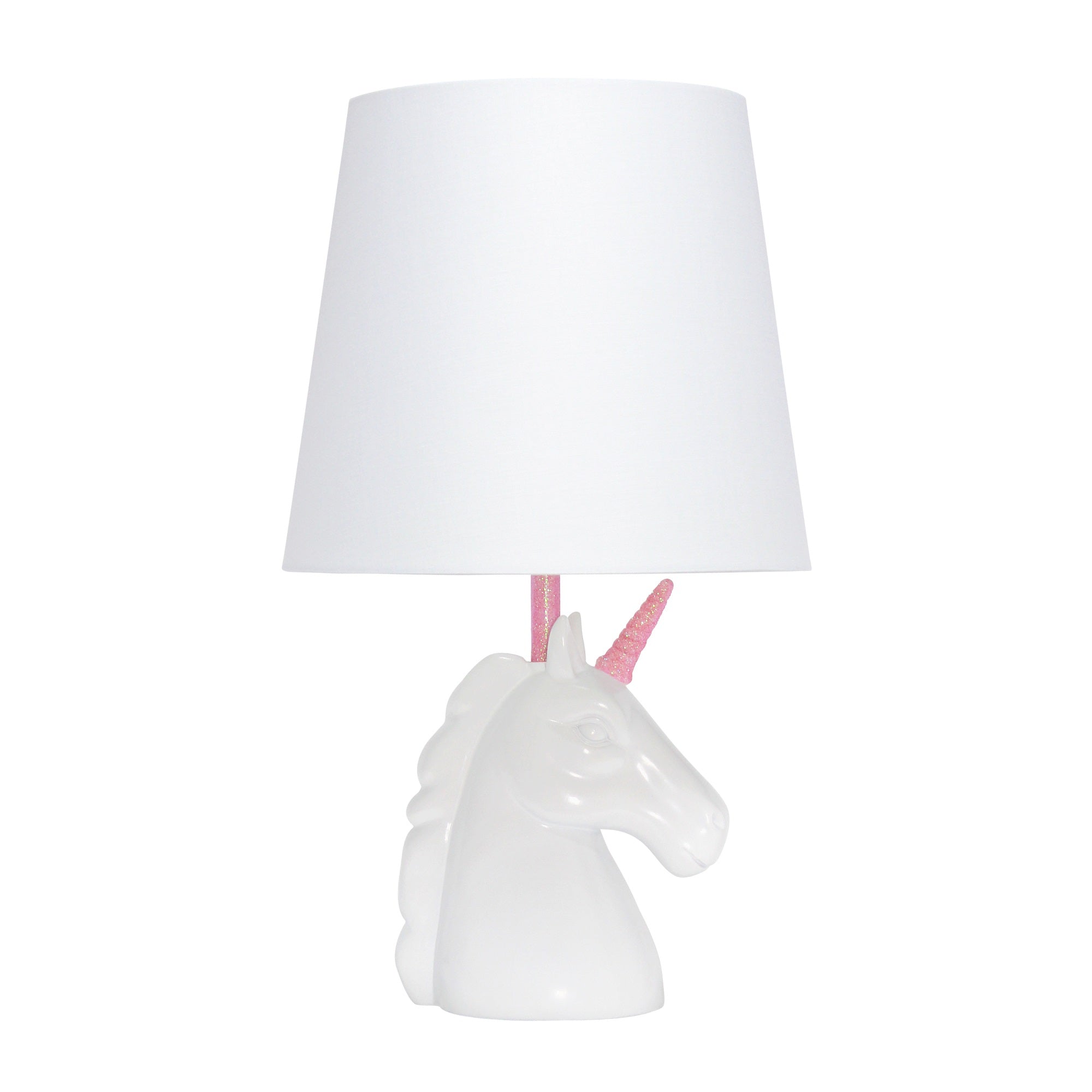 Simple Designs Sparkling Pink And White Unicorn Table Lamp