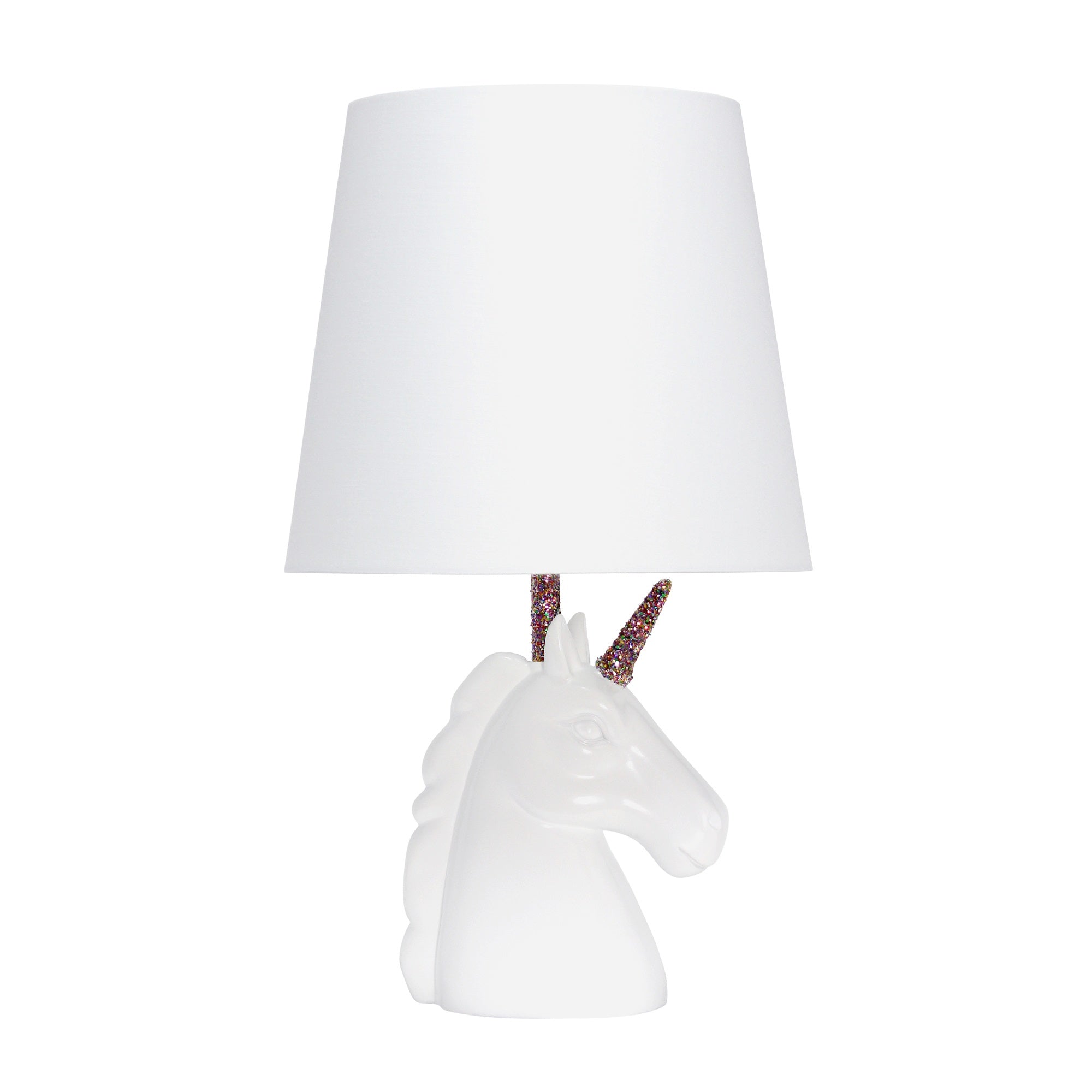 Simple Designs Sparkling Rainbow And White Unicorn Table Lamp