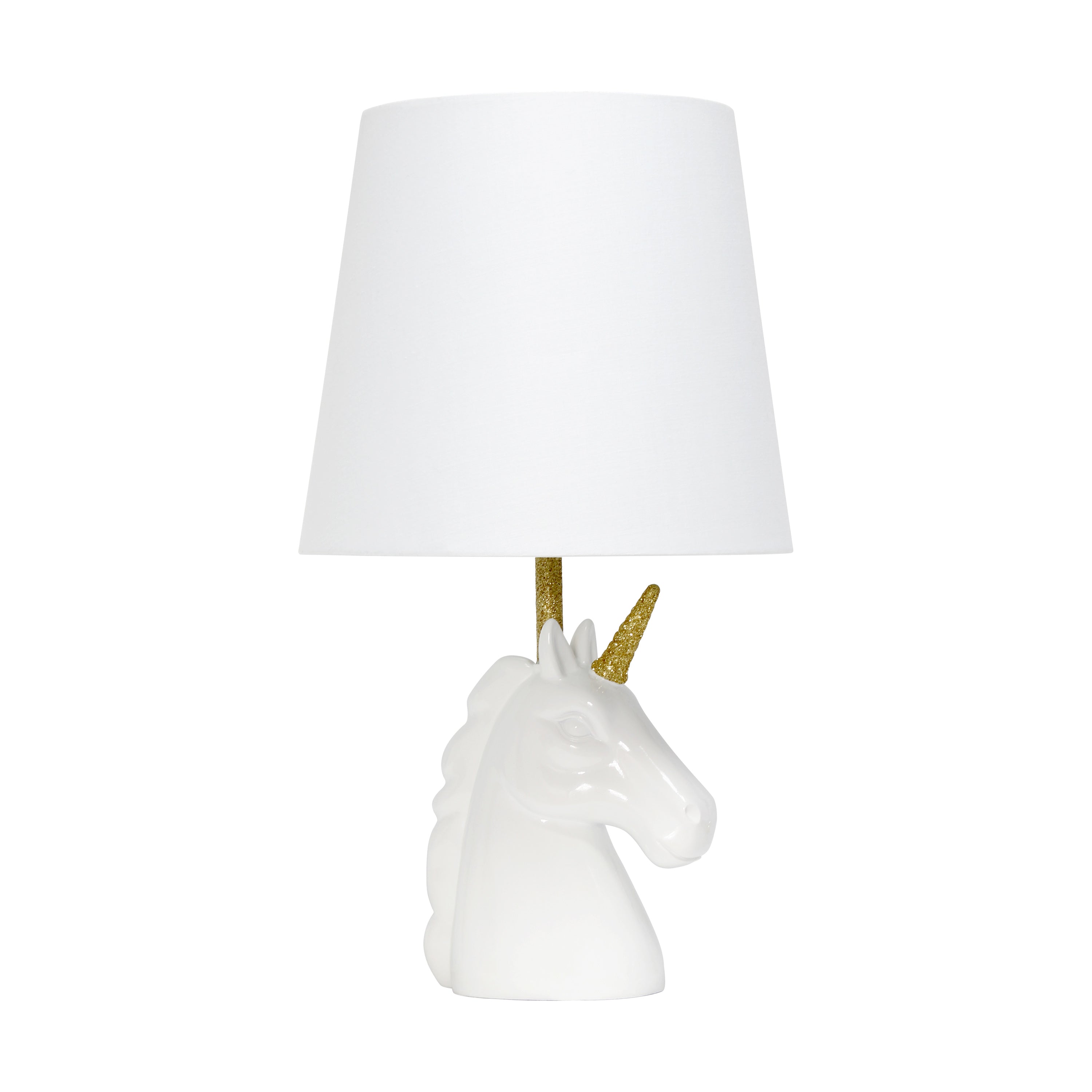 Simple Designs Sparkling Gold And White Unicorn Table Lamp