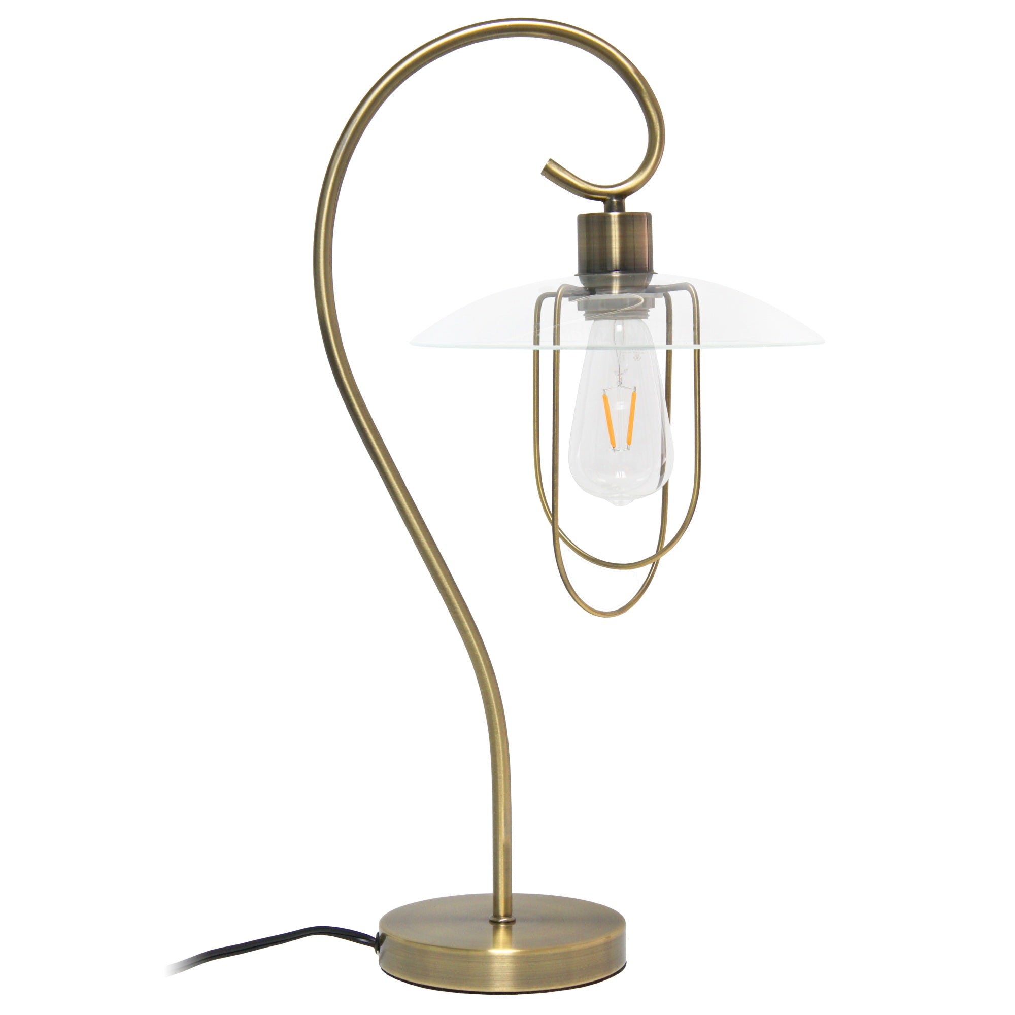 Simple Designs Modern Metal Table Lamp, Antique Brass