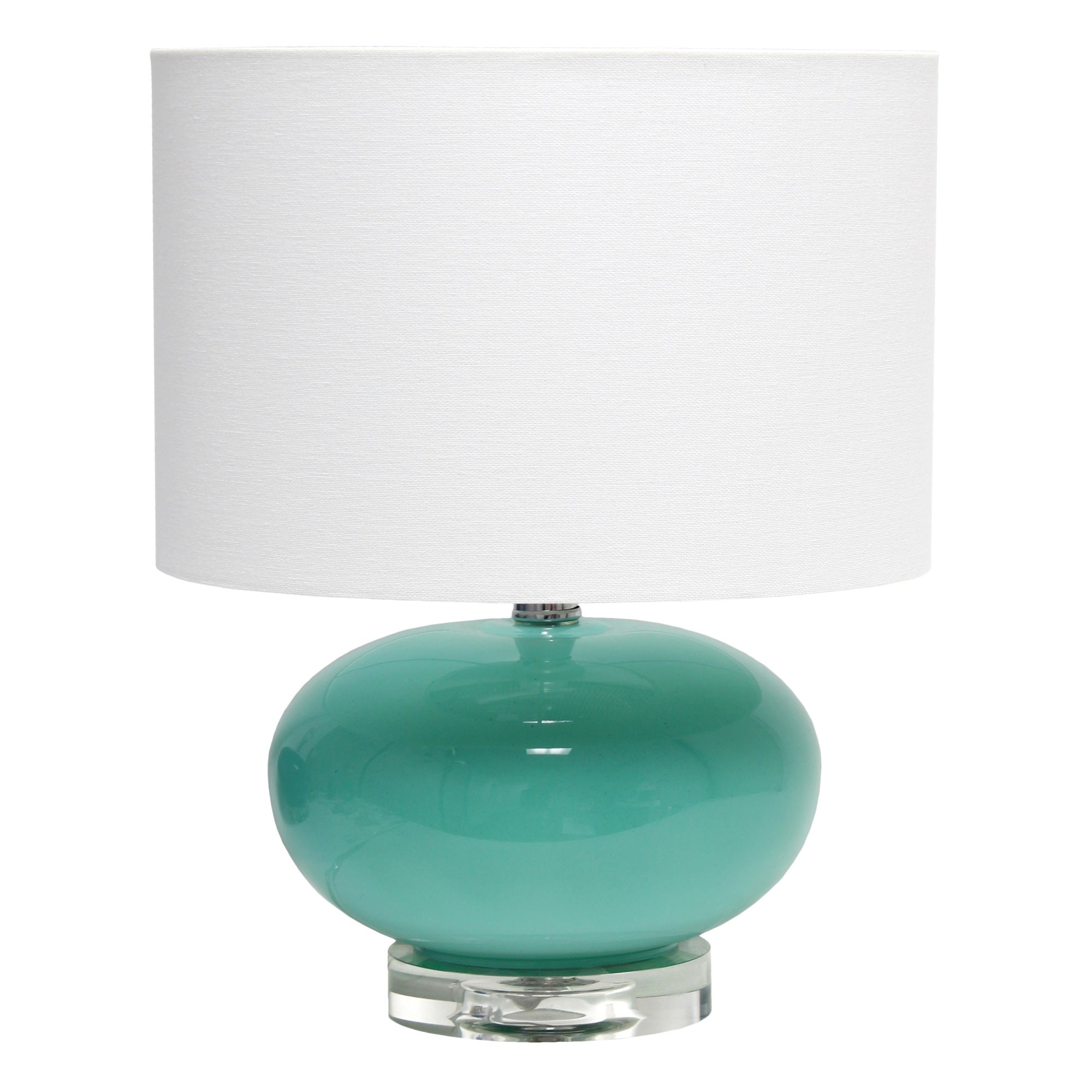Elegant Designs 15.25' Contemporary Modern Ceramic Egg Standard Bedside Living Room Entryway Table Lamp With White Fabric Shade, Aqua