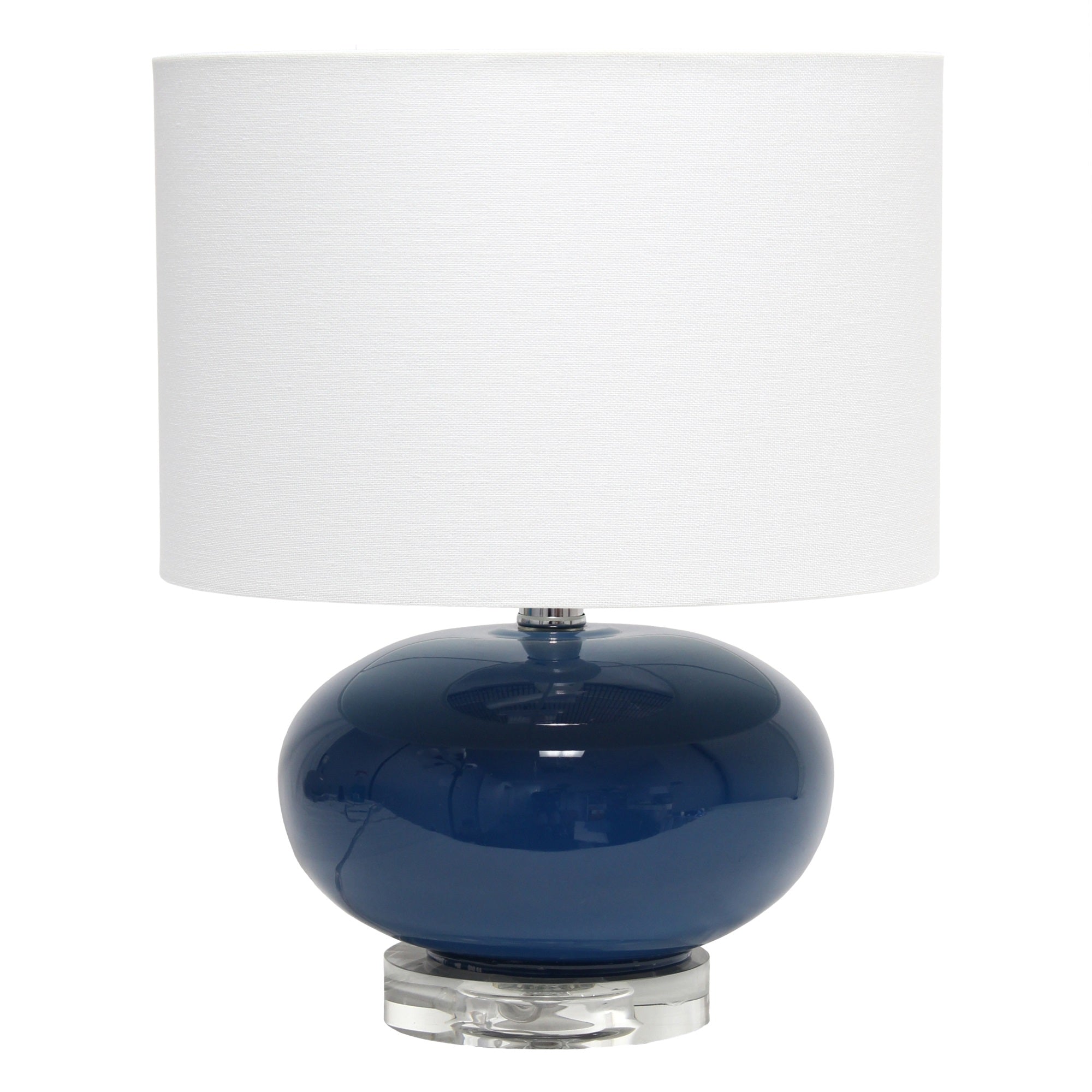 Elegant Designs 15.25' Contemporary Modern Ceramic Egg Standard Bedside Living Room Entryway Table Lamp With White Fabric Shade, Blue