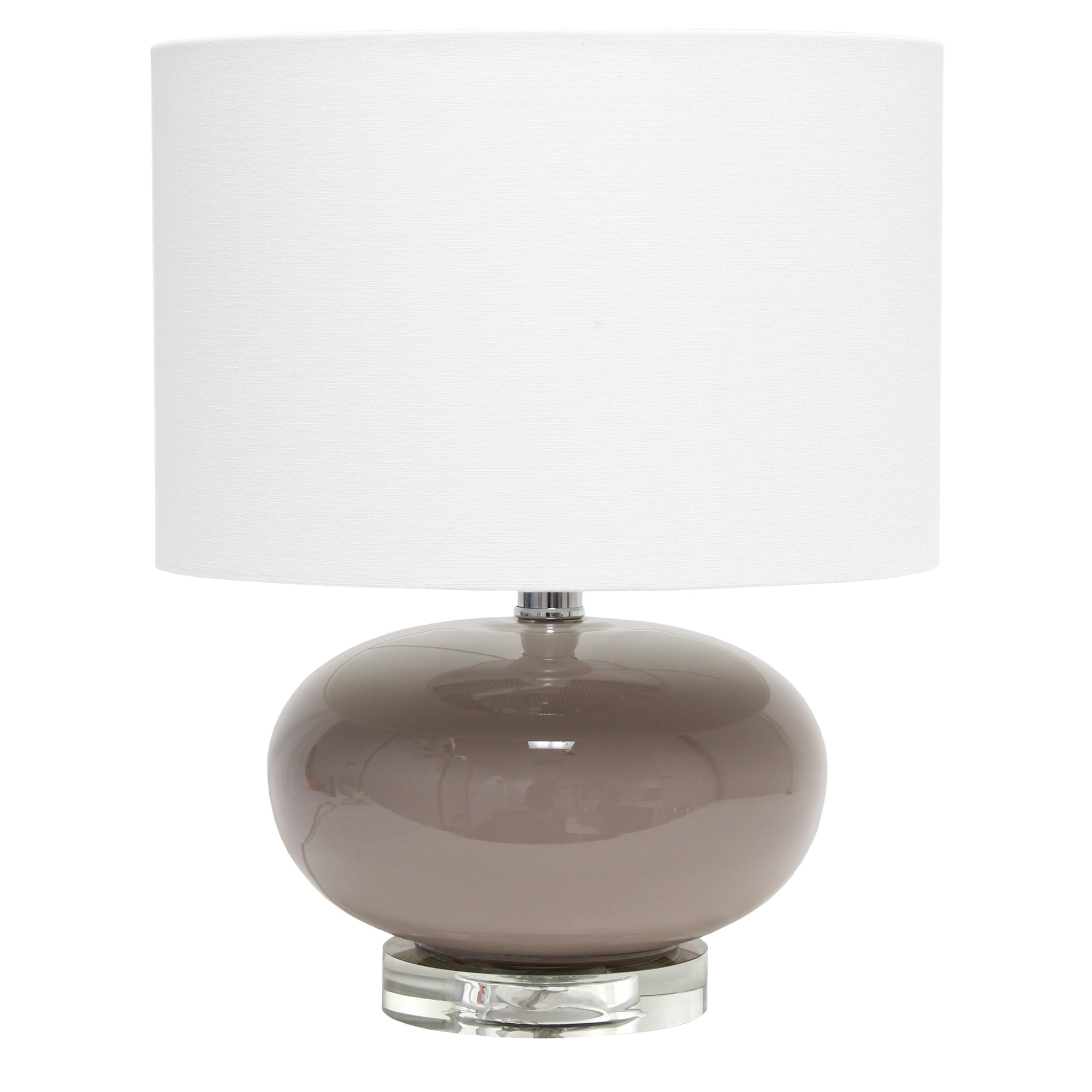 Elegant Designs 15.25' Contemporary Modern Ceramic Egg Standard Bedside Living Room Entryway Table Lamp With White Fabric Shade, Gray