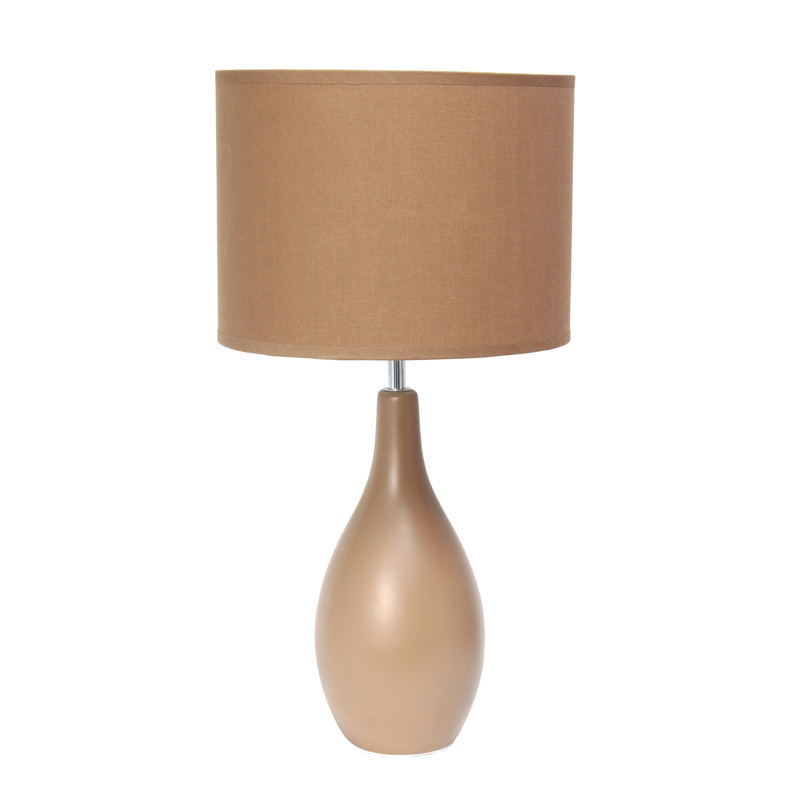 Simple Designs Oval Bowling Pin Base Ceramic Table Lamp, Light Brown