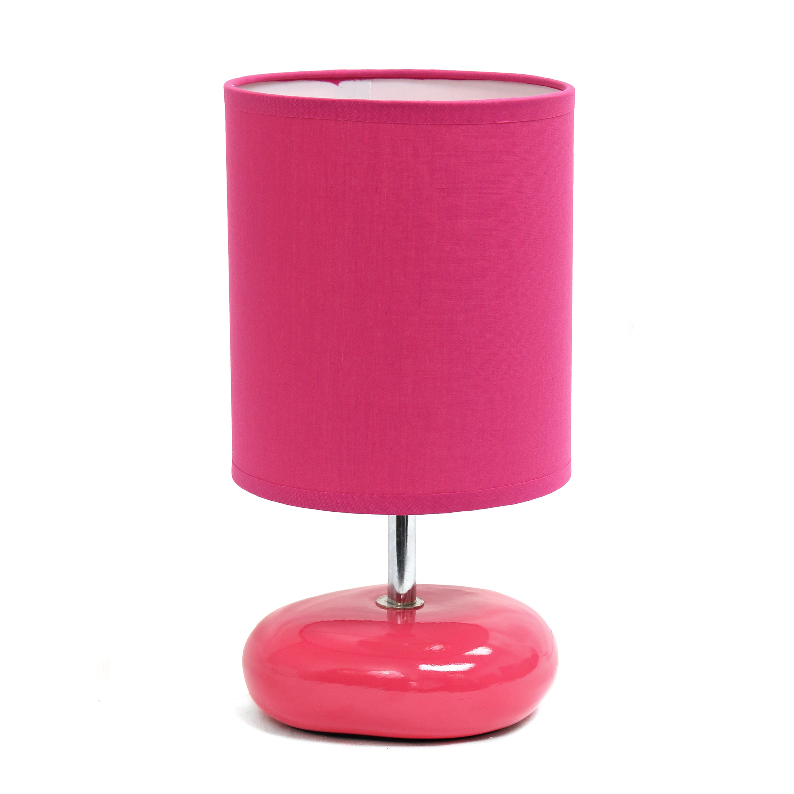 Simple Designs 10.24' Stonies Small Stone Look Table Bedside Lamp With Led Bulb, Pink