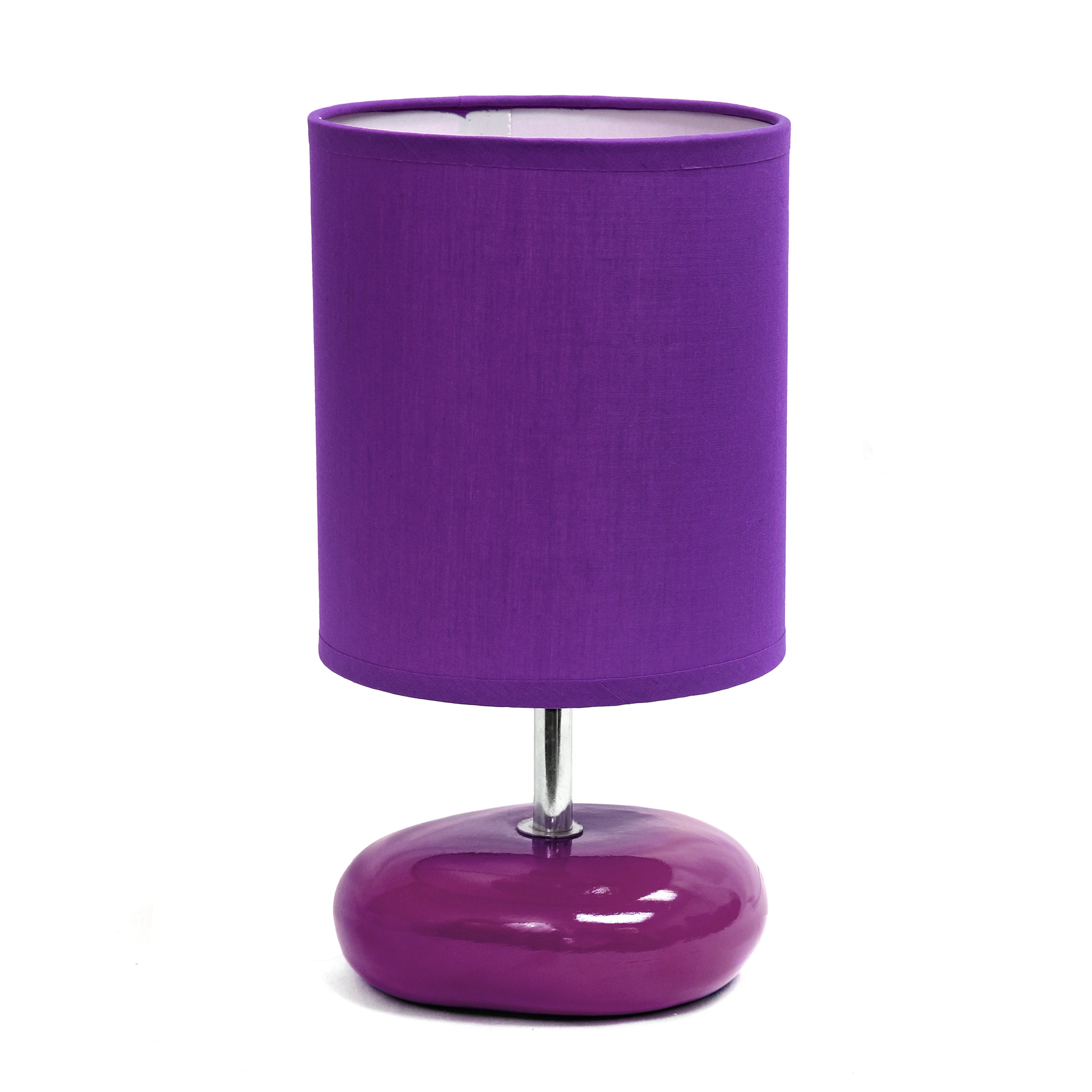 Simple Designs 10.24' Stonies Small Stone Look Table Bedside Lamp With Led Bulb, Purple