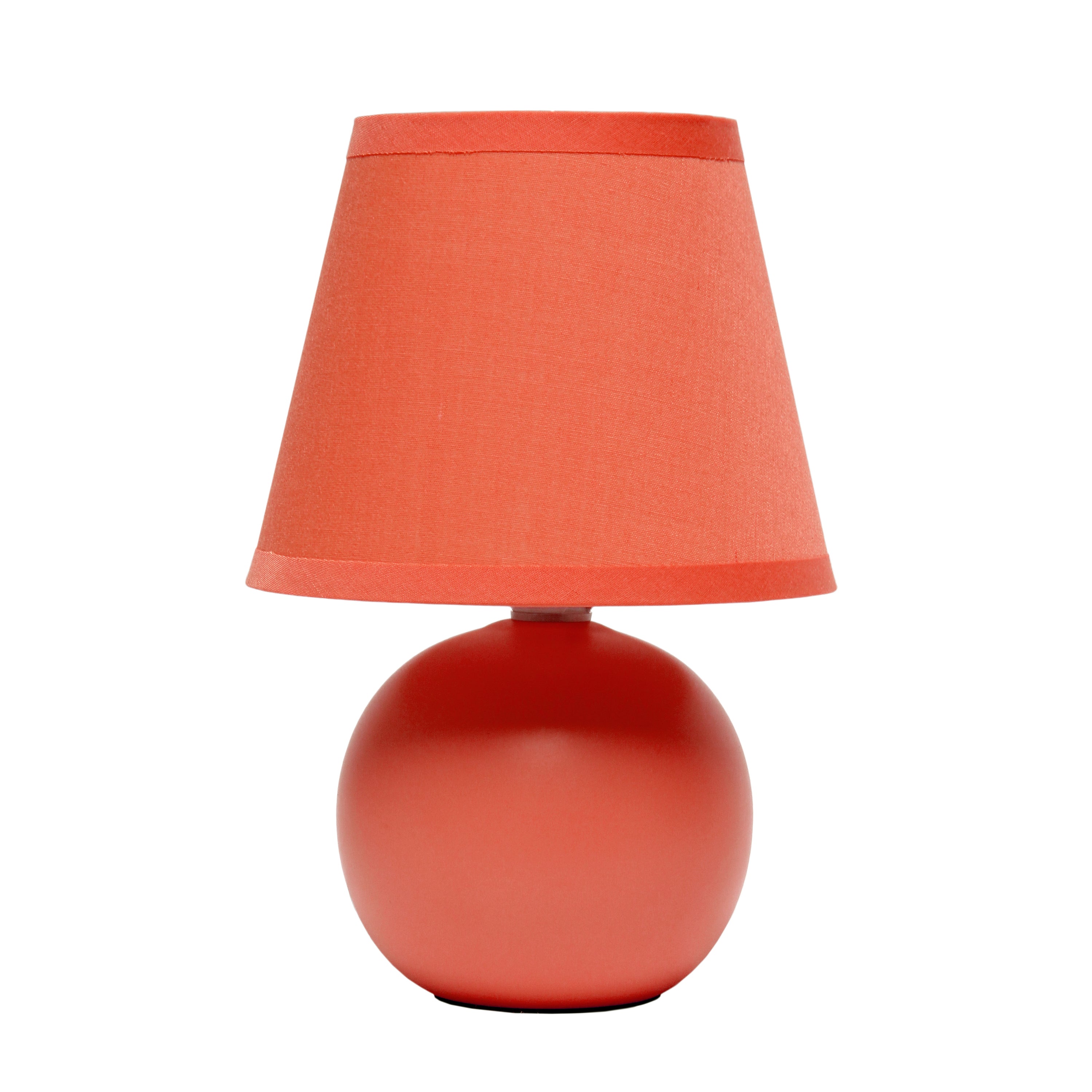 Simple Designs 8.66' Compact Ceramic Globe Table Lamp With Stylish Shade, Led Bulb Included, Orange