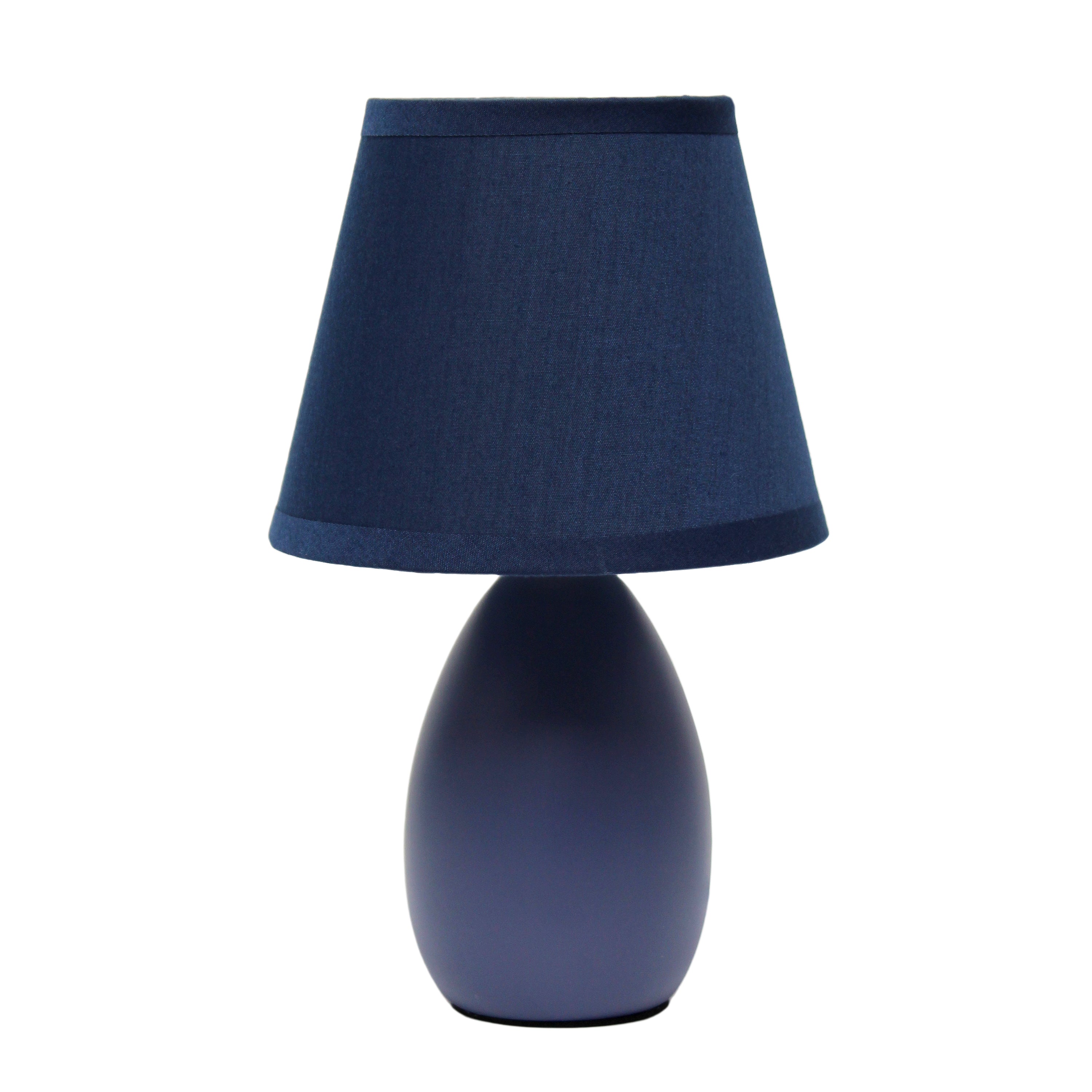Simple Designs 9.45' Mini Egg Oval Ceramic Table Lamp With Matching Shade, Led Bulb Included, Blue