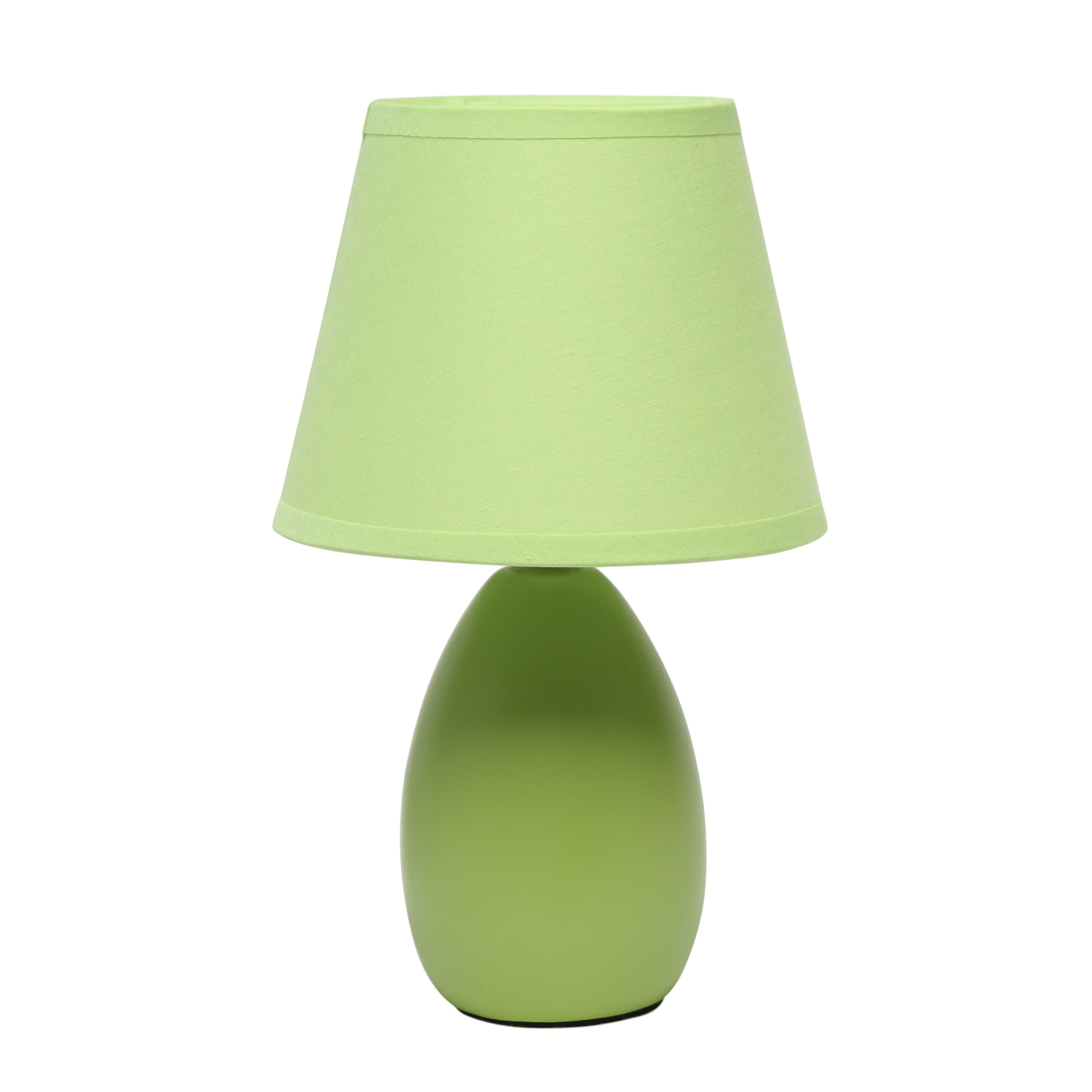 Simple Designs 9.45' Mini Egg Oval Ceramic Table Lamp With Matching Shade, Led Bulb Included, Green