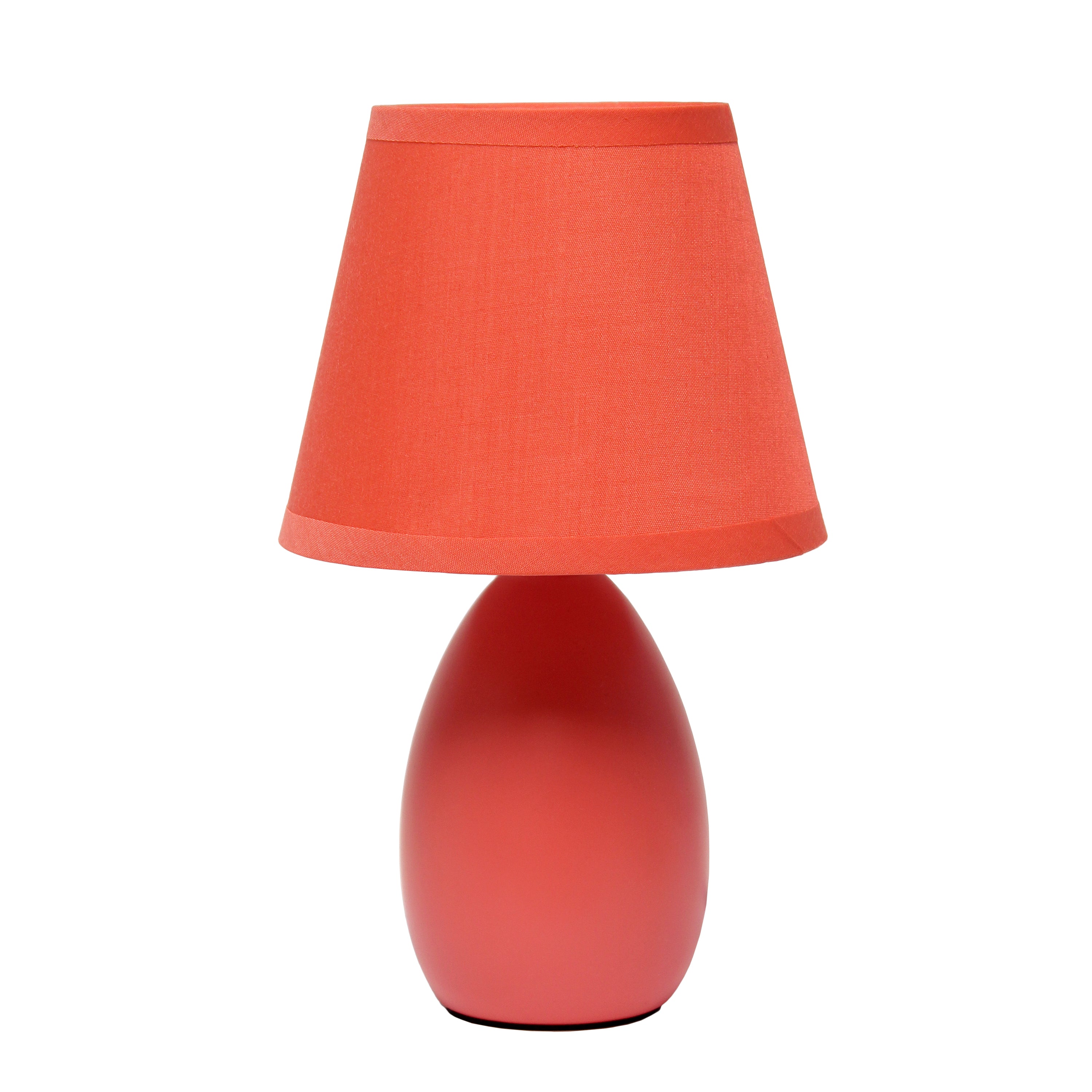 Simple Designs 9.45' Mini Egg Oval Ceramic Table Lamp With Matching Shade, Led Bulb Included, Orange