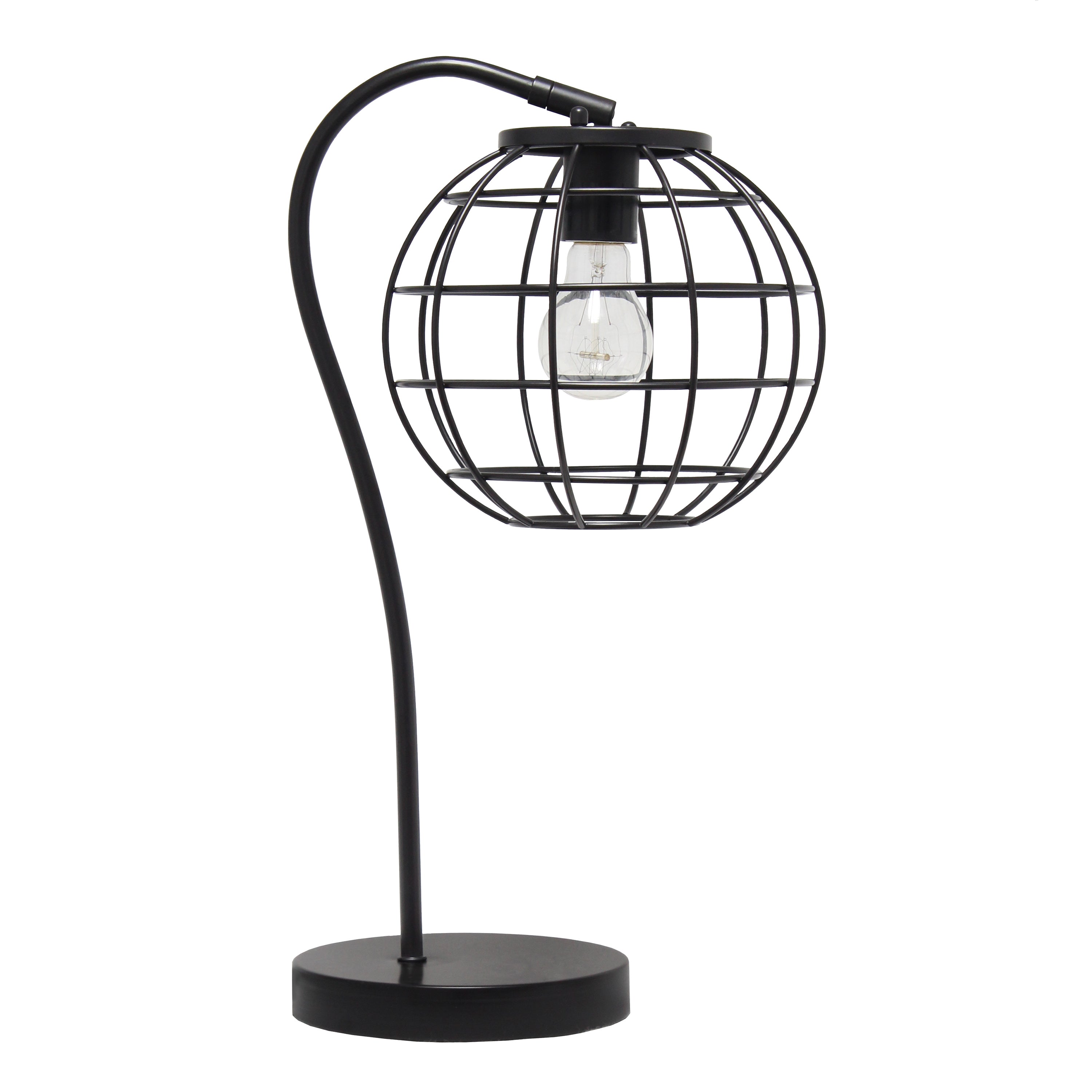 Elegant Designs Caged In Metal Table Lamp, Black
