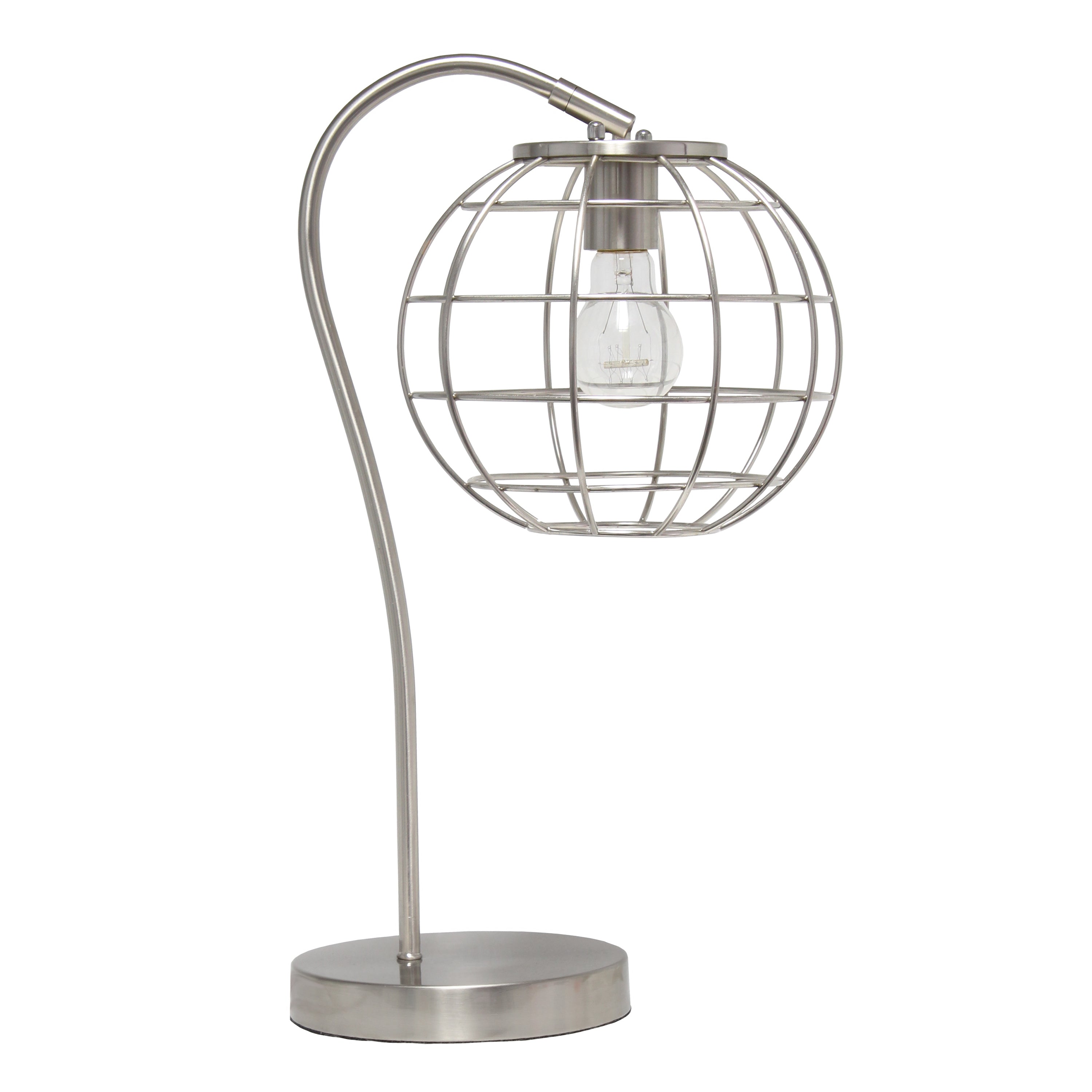 Elegant Designs Caged In Metal Table Lamp, Brushed Nickel