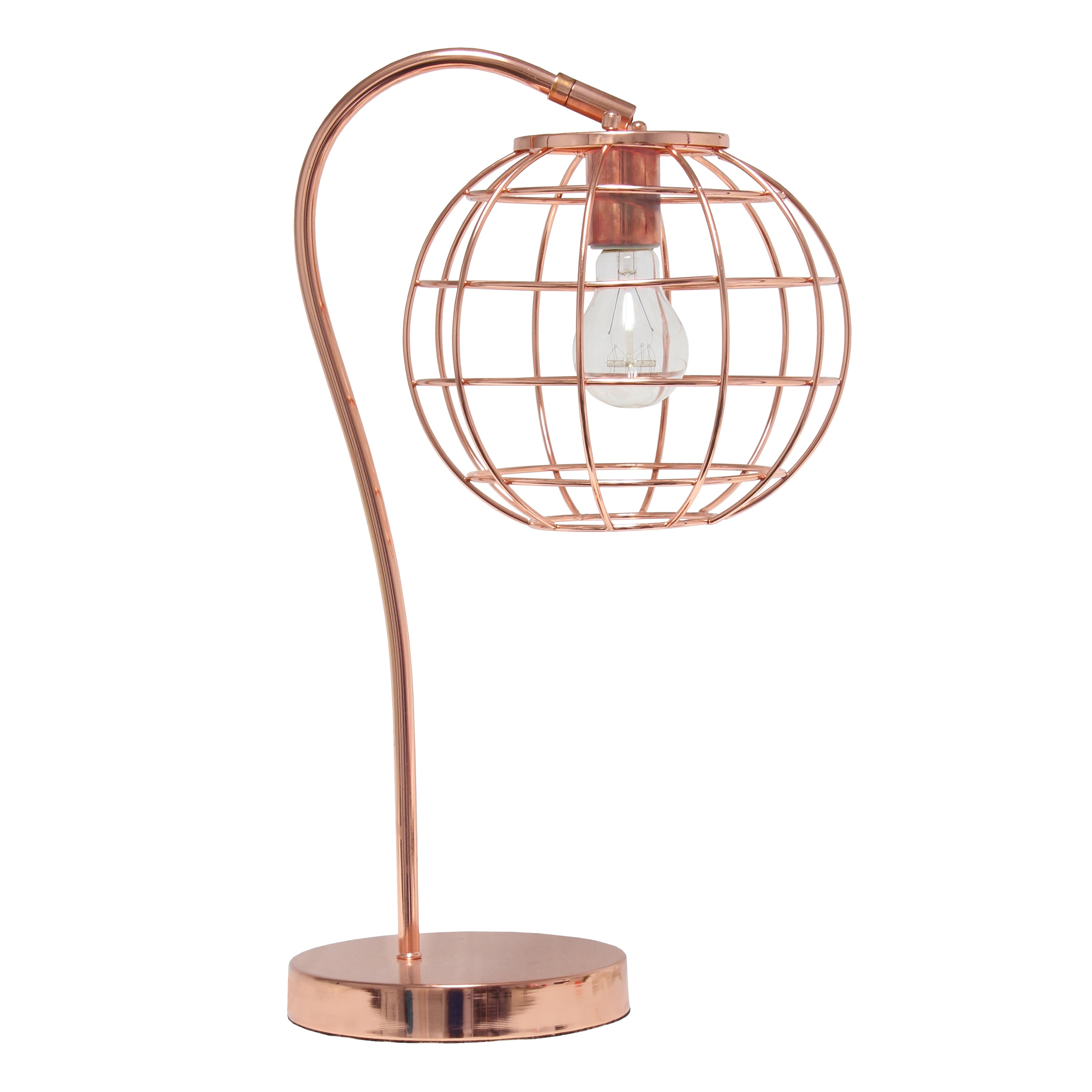 Elegant Designs Caged In Metal Table Lamp, Rose Gold