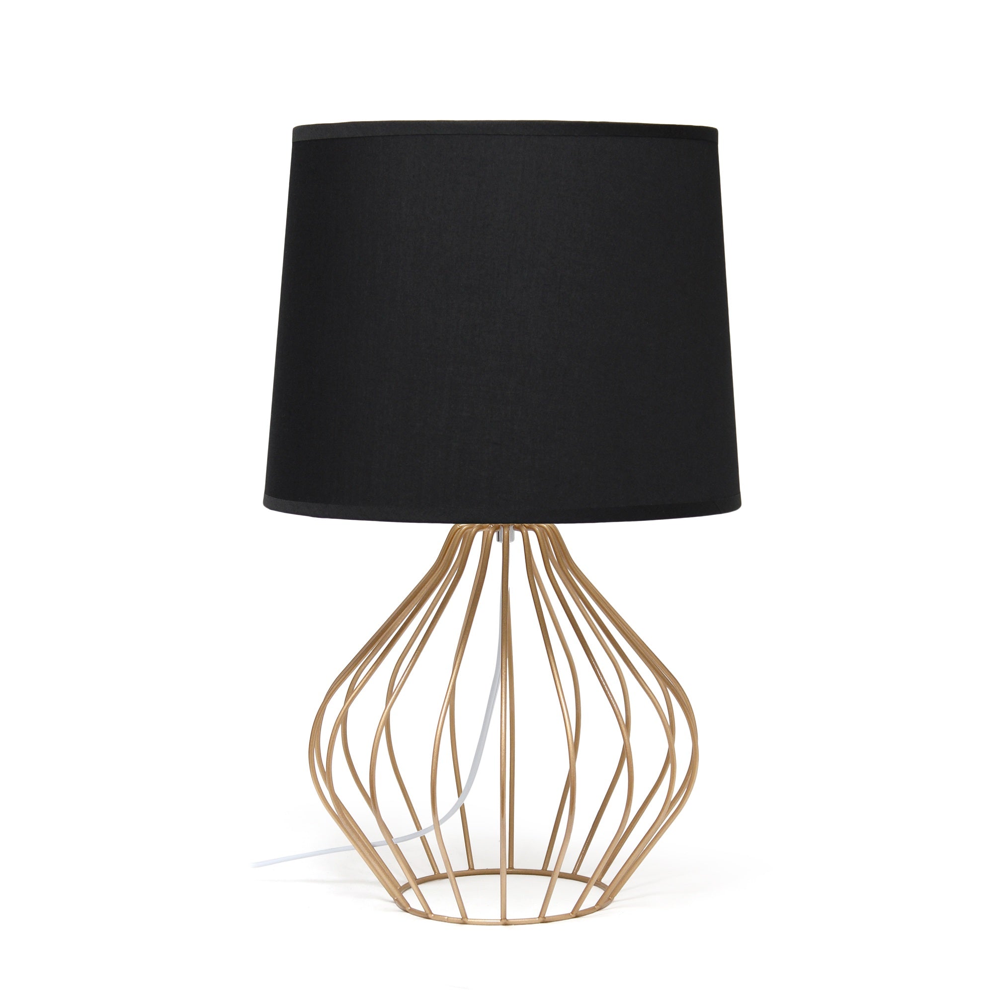 Simple Designs Geometrically Wired Table Lamp, Black On Copper