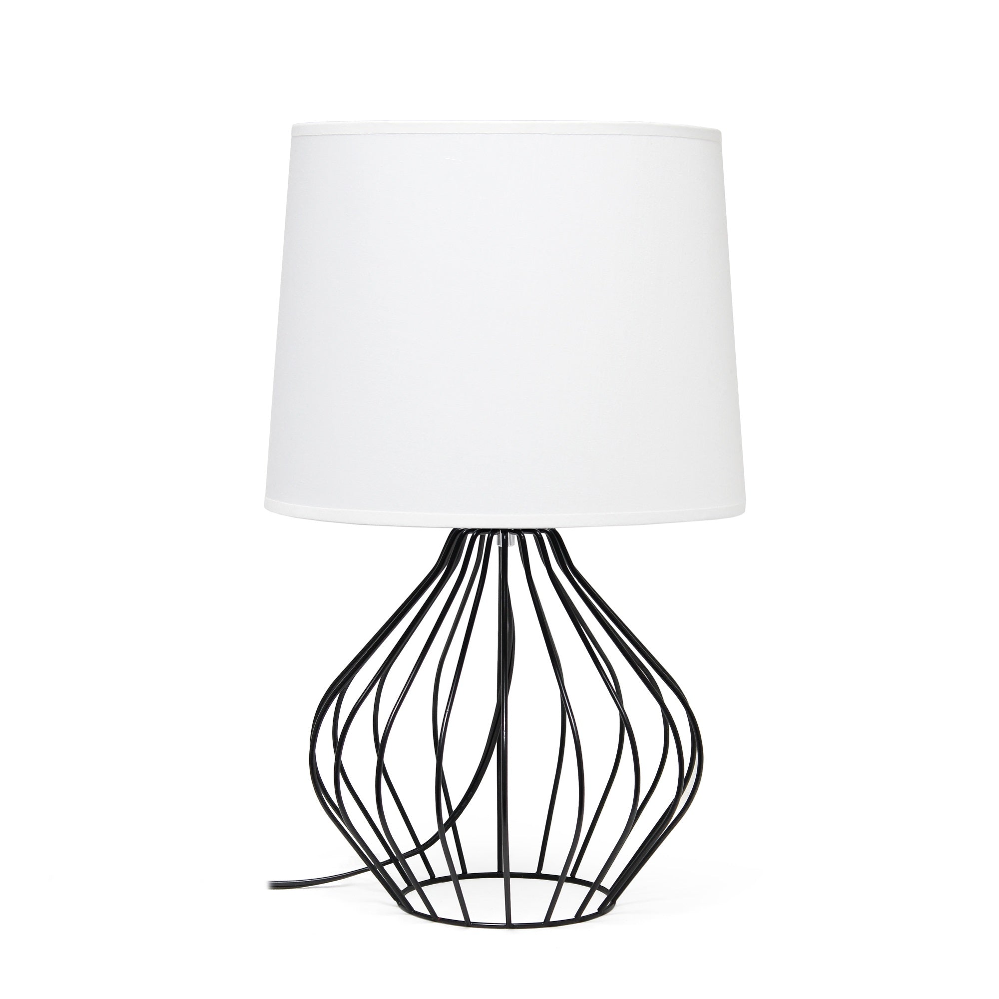 Simple Designs Geometrically Wired Table Lamp, White On Black